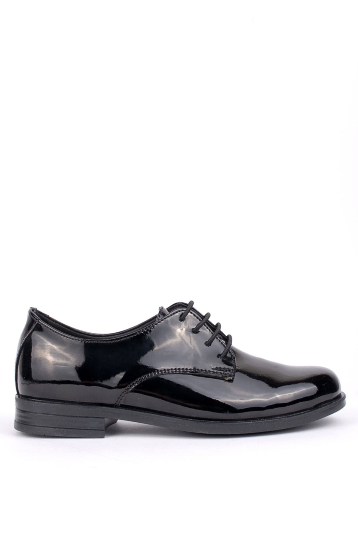 chaussures classiques à lacets en cuir verni noir pour enfants