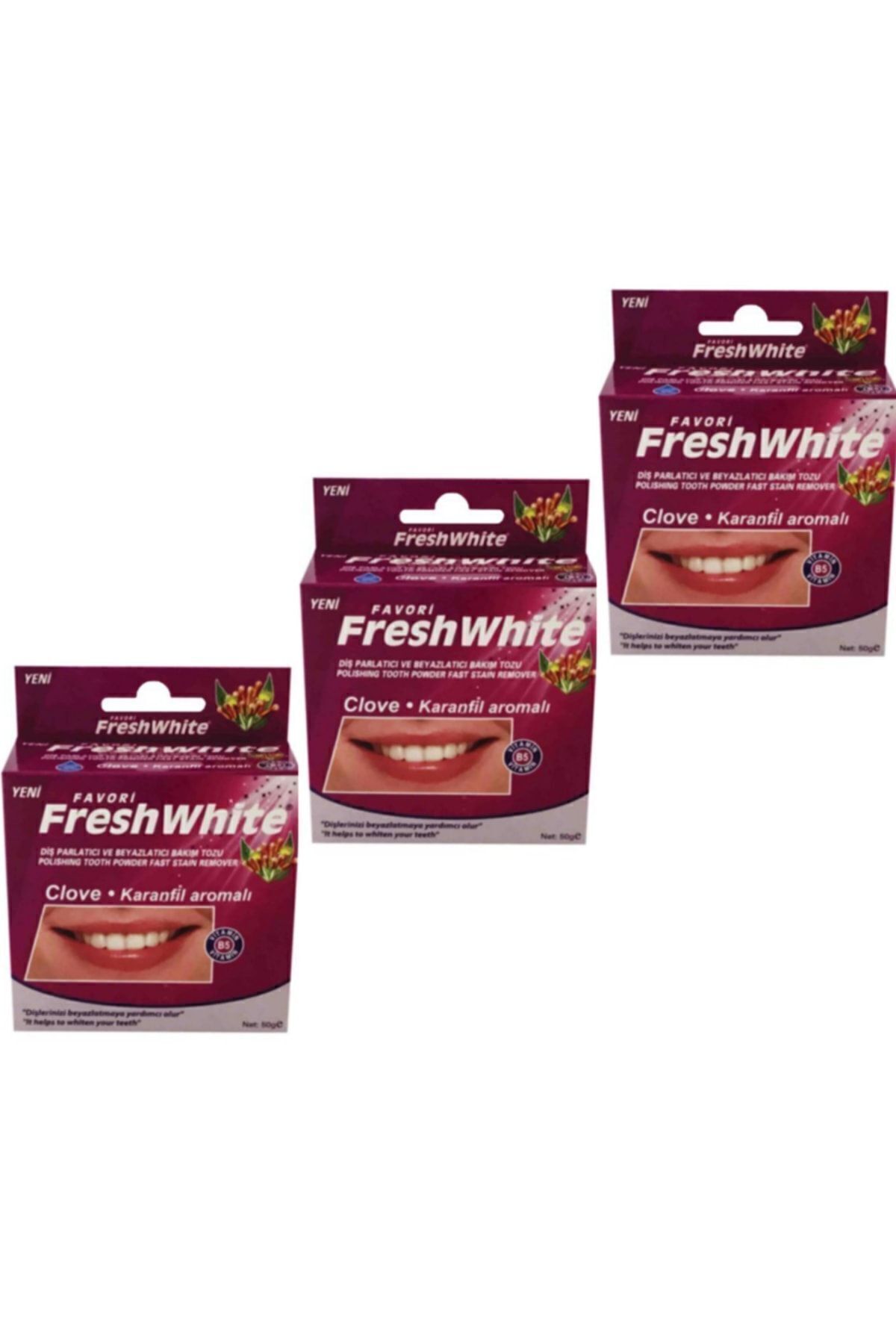 محصولات سفیدکننده دندان 3 بسته میخک با طعم پودر سفید Fresh White