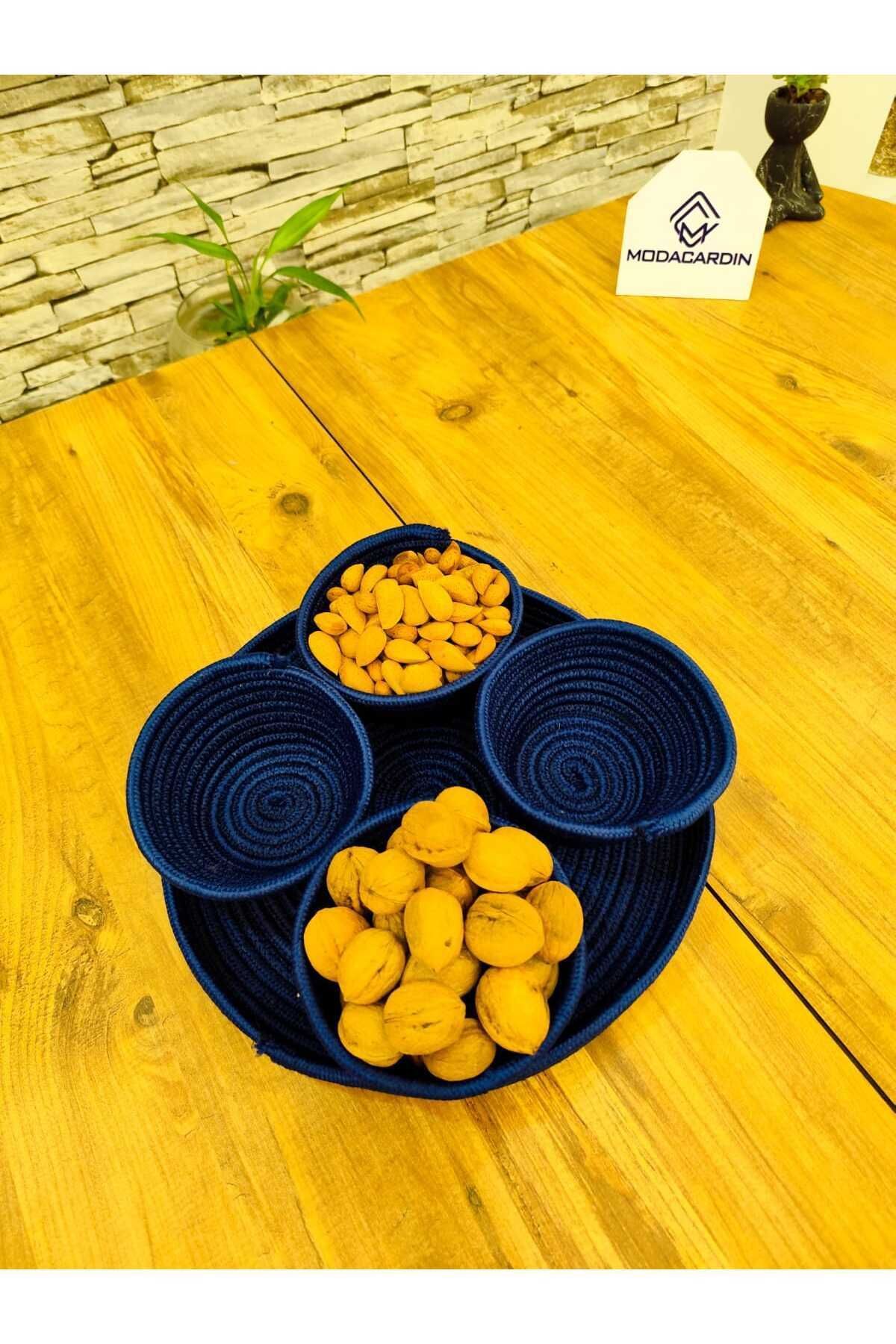 JÜTEX HOME-5 Piece Wicker and Jute Presentation Cookie Set - Presentation Container with Tray 1