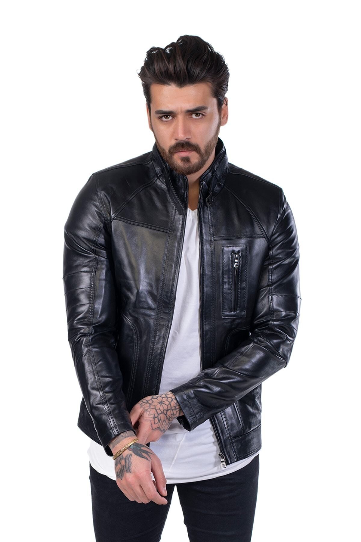 ژاکت مردانه مشکی BATU DERİ | SC4028 اورجینال - تصویر 6