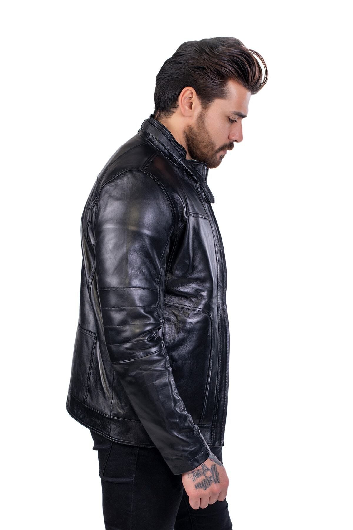 ژاکت مردانه مشکی BATU DERİ | SC4028 اورجینال - تصویر 3