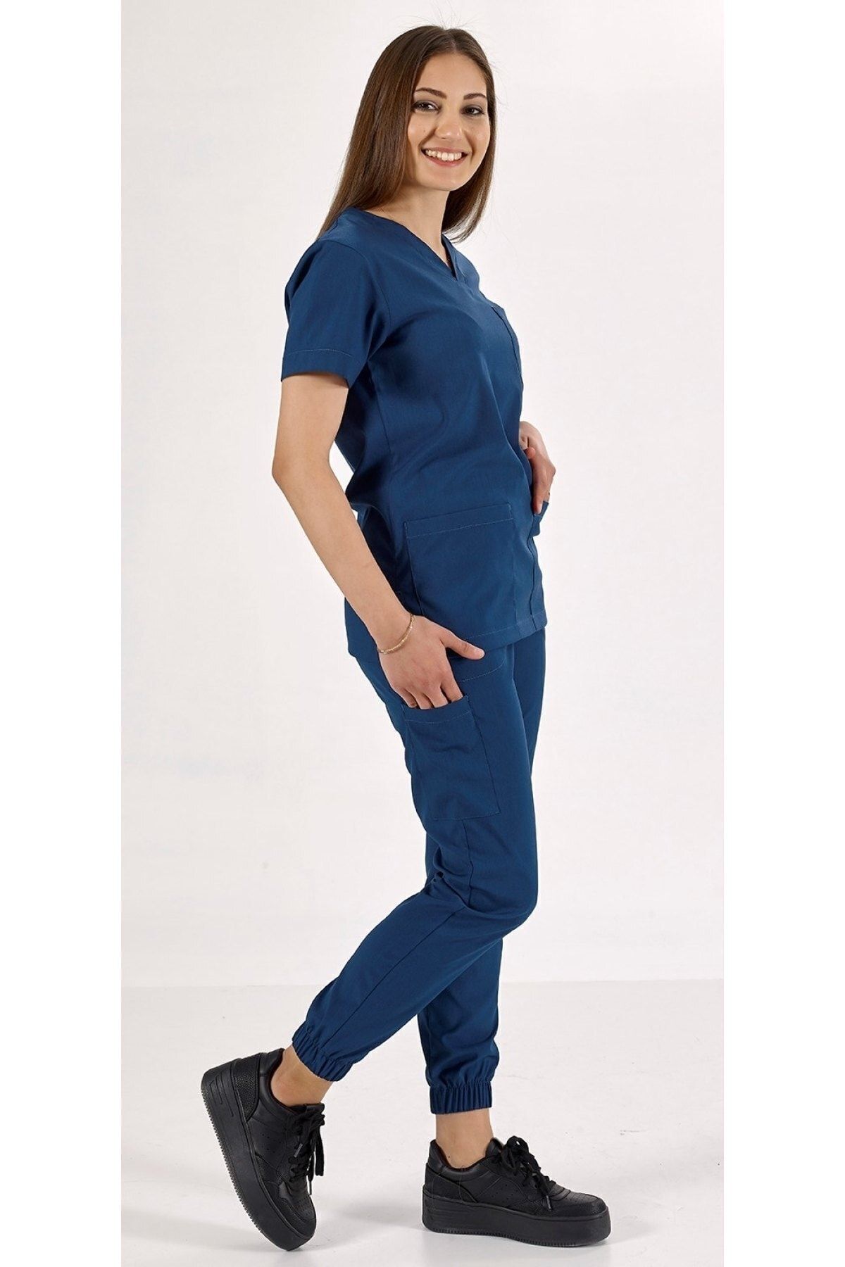 Uçak Medikal-Tricou pentru asistentă și medic pentru echipa de uniformă de jogger, albastru marin petrol 2