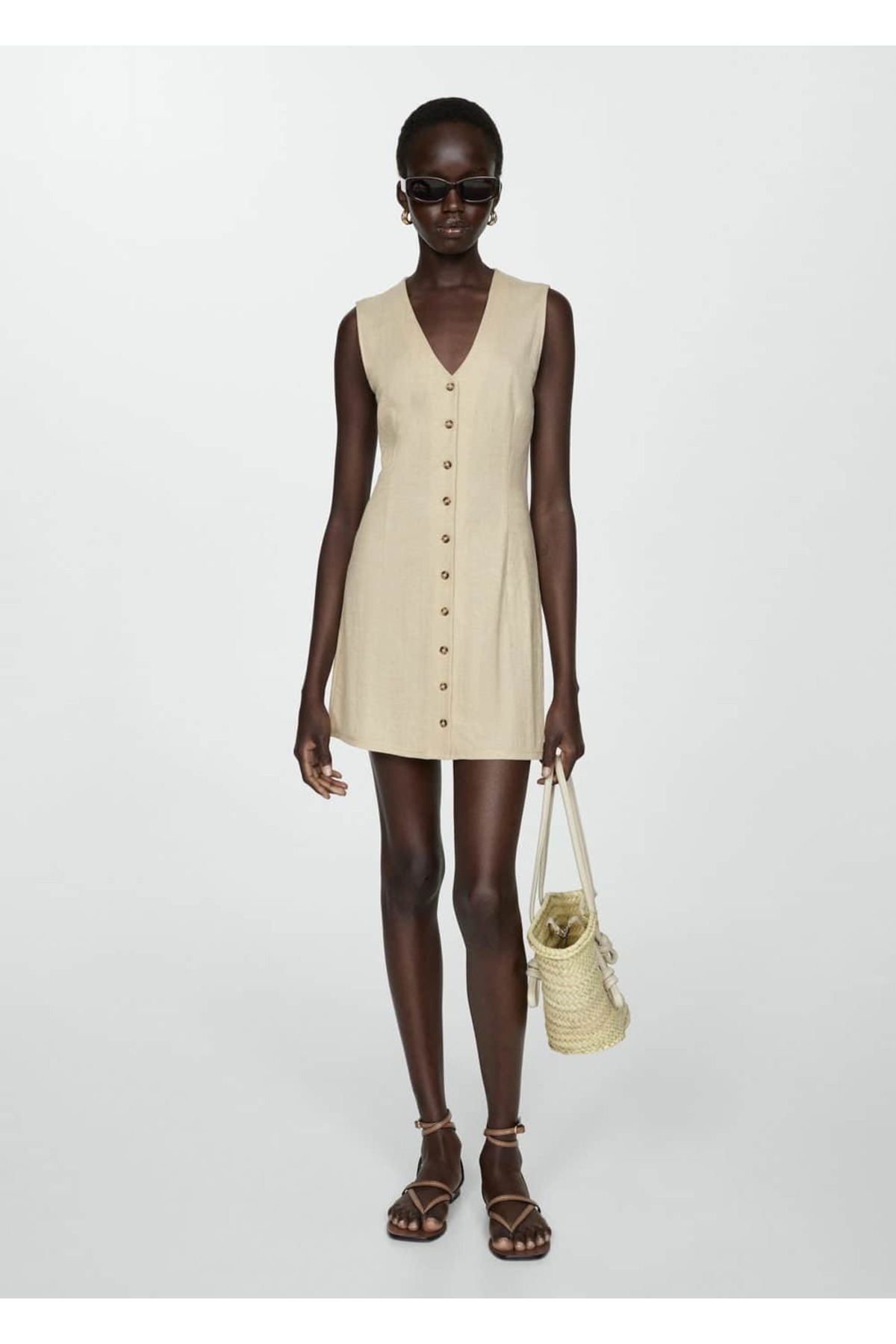 MANGO Woman-Short Dress with Buttons 2