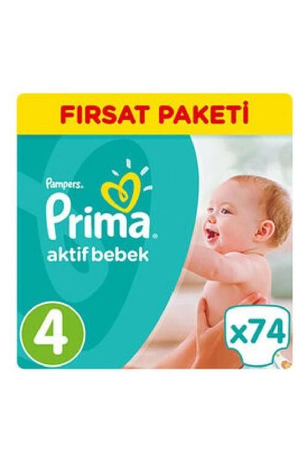 Prima Bebek Bezi Aktif Bebek Mega Fırsat Paketi 4 Beden 74 Adet