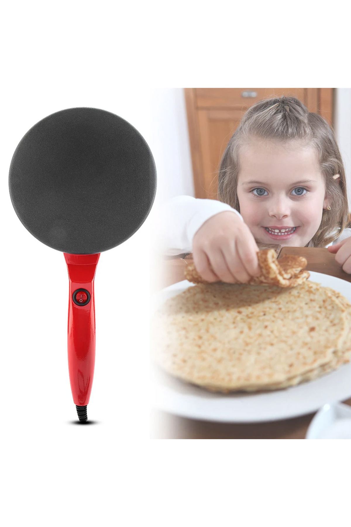 Empressco Şık ve pratik elektrikli krep makinesi, siyah renk, kullanışlı ve hafif tasarım