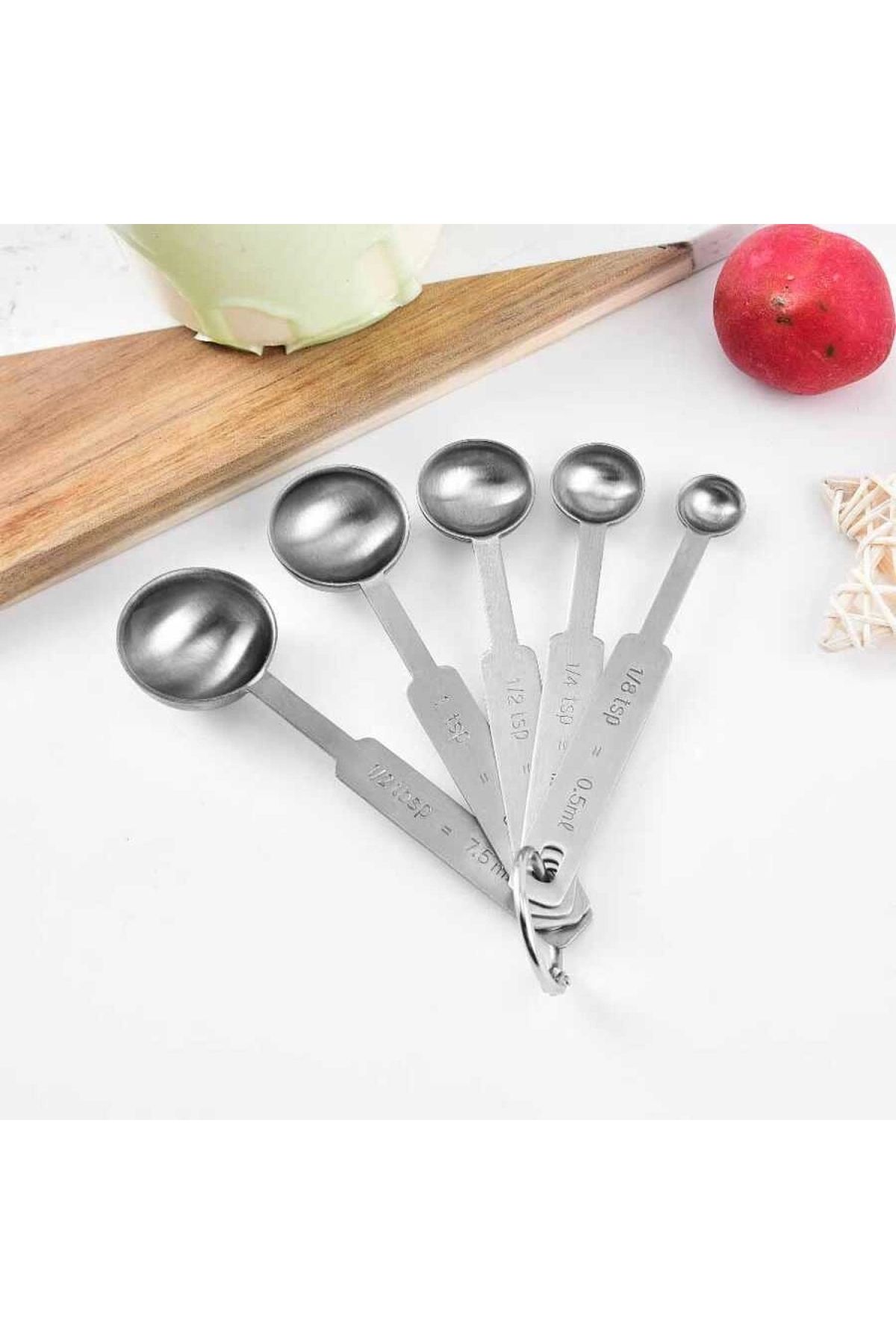 artizanmutfak-Steel Liquid Measuring Spoon Set |   Liquid Scale Spoon Set of 5 (Kö-5) 3