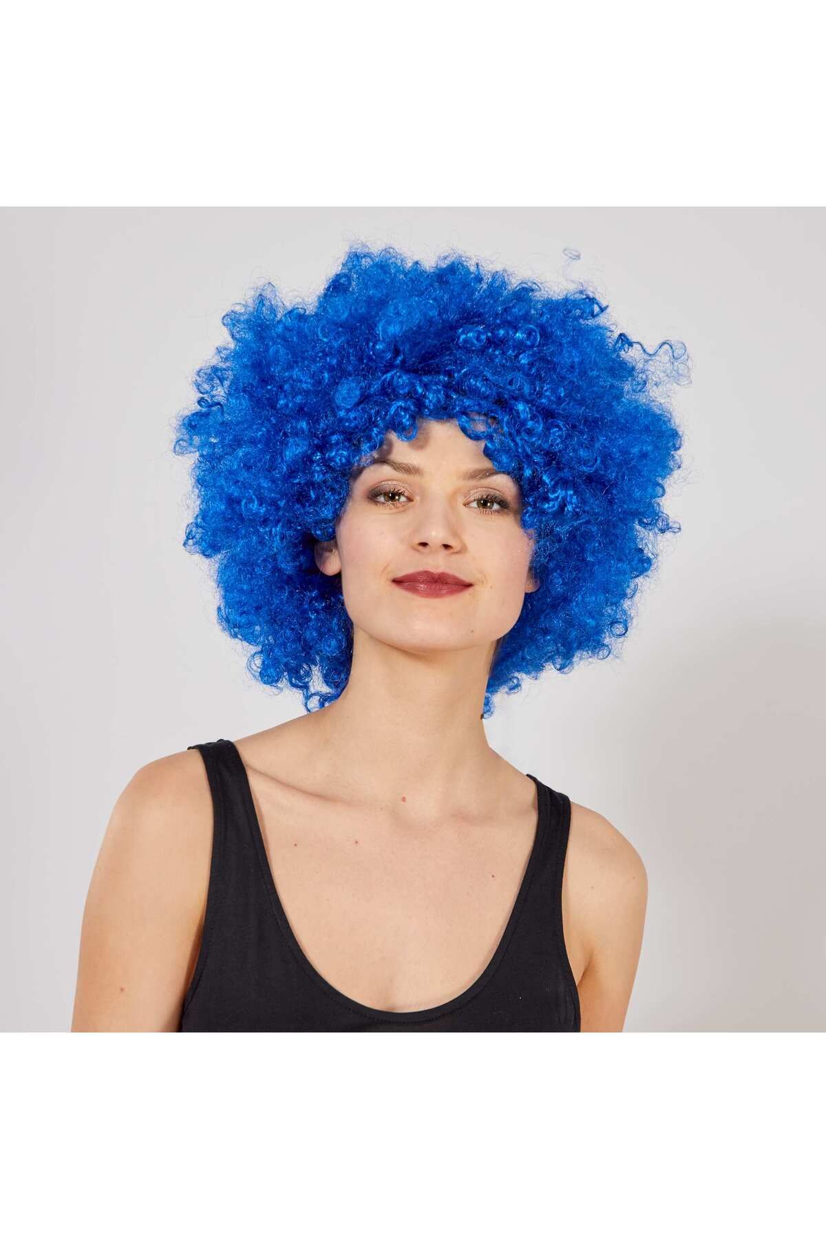 Avantaj Kapıda ® Mavi Renk Kıvırcık Afro Bonus Peruk (Parti Temalı)