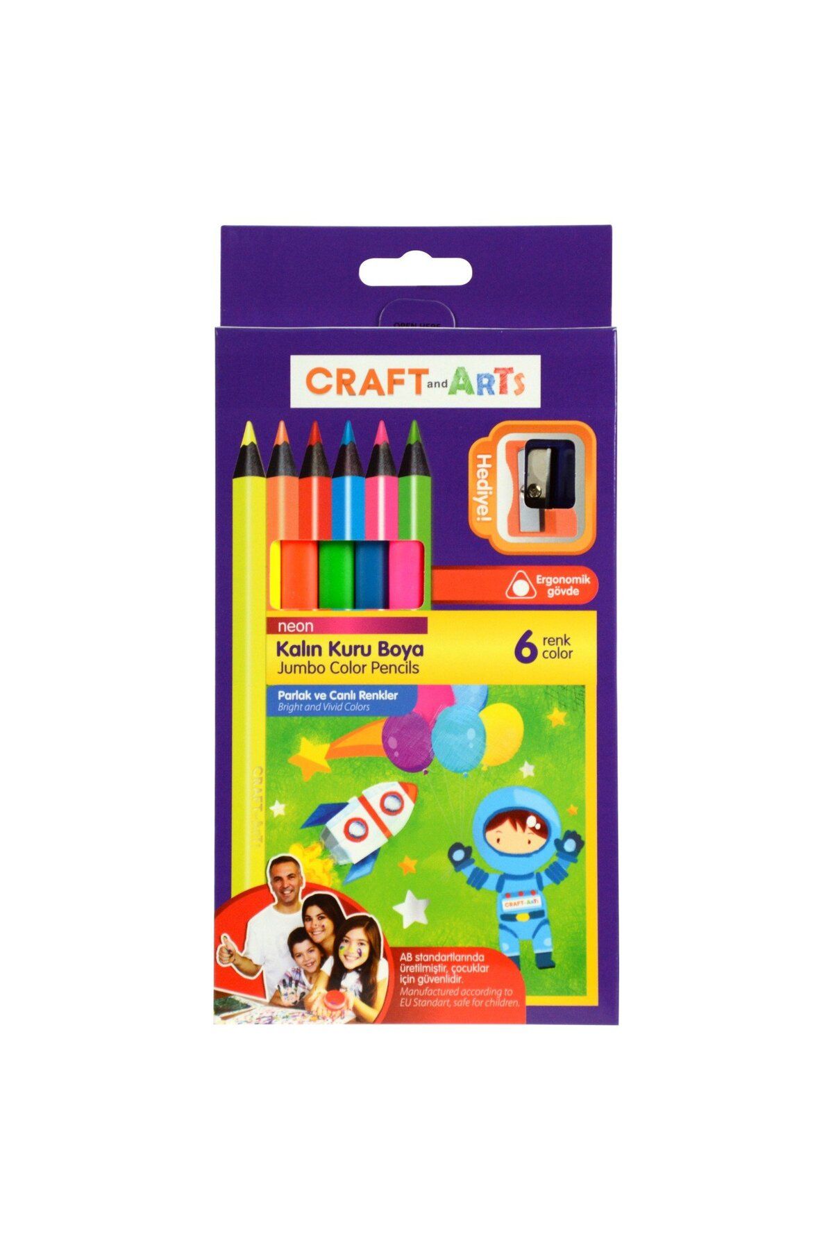 Craft and Arts 6 Renk Neon Kuru Boya Cakb-6n