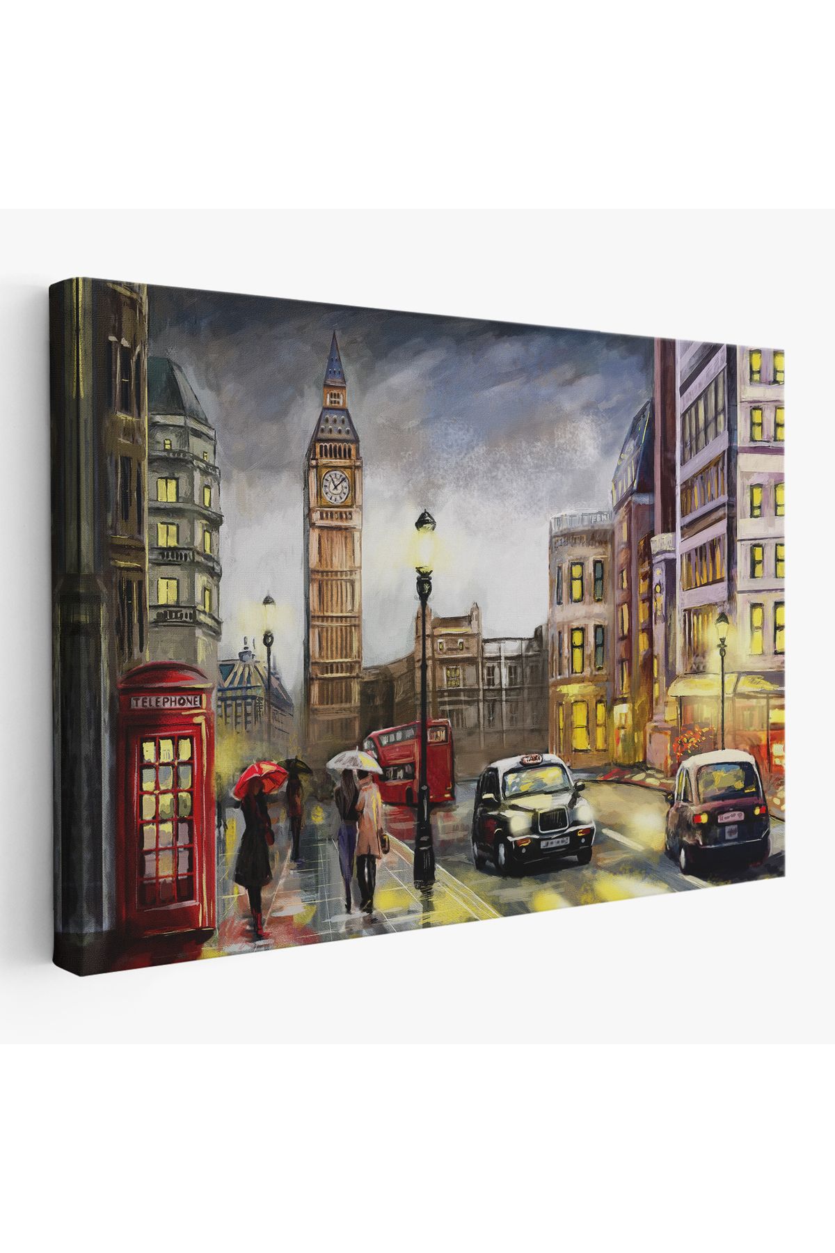 bluvex Ingiltere Londra Da Gece Yağlıboya Görünüm Dekoratif Tablo-3542