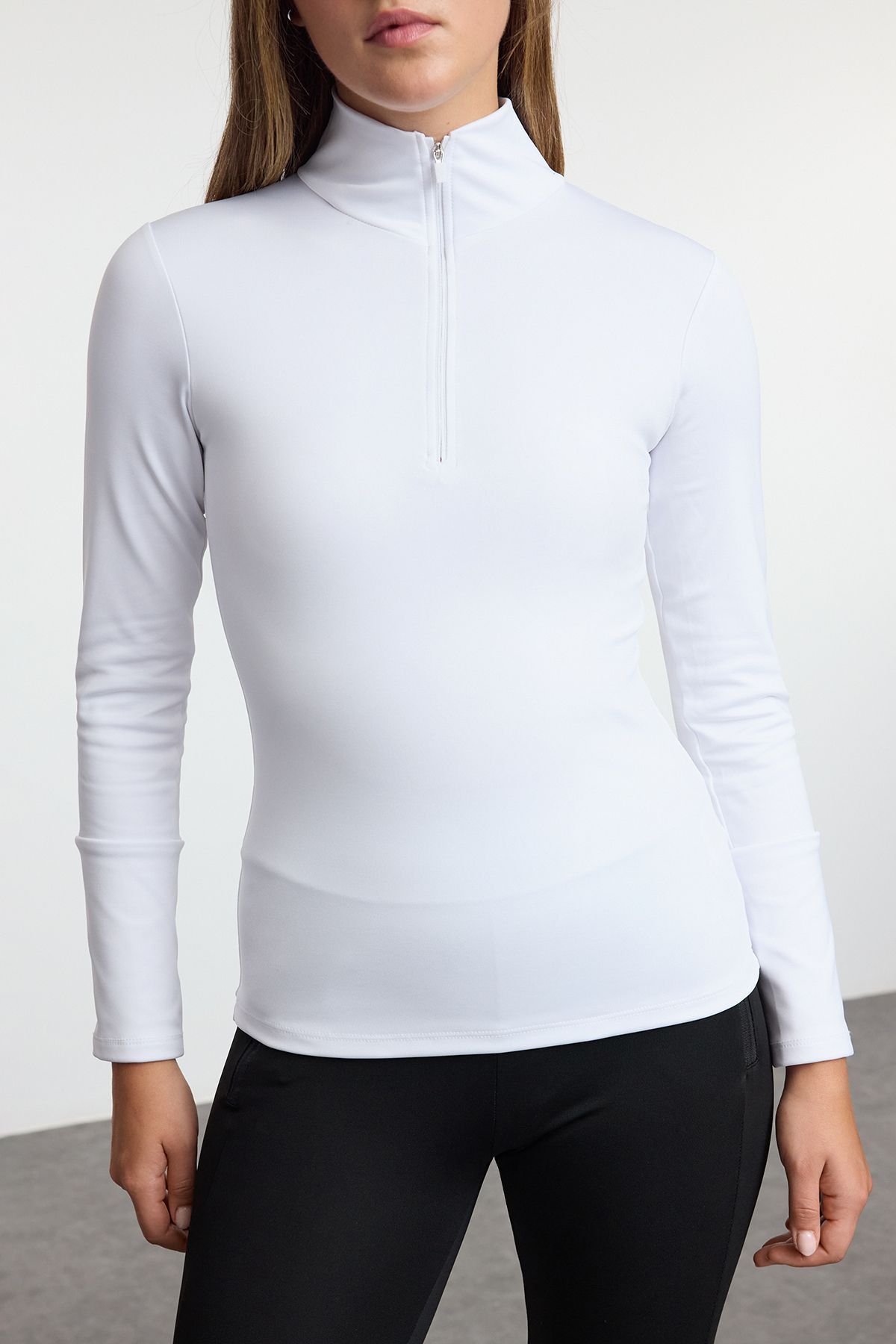 Trendyol Collection-Zimní bílá pletená sportovní mikina – extra teplá, na zip Thmaw25Sw00004 3