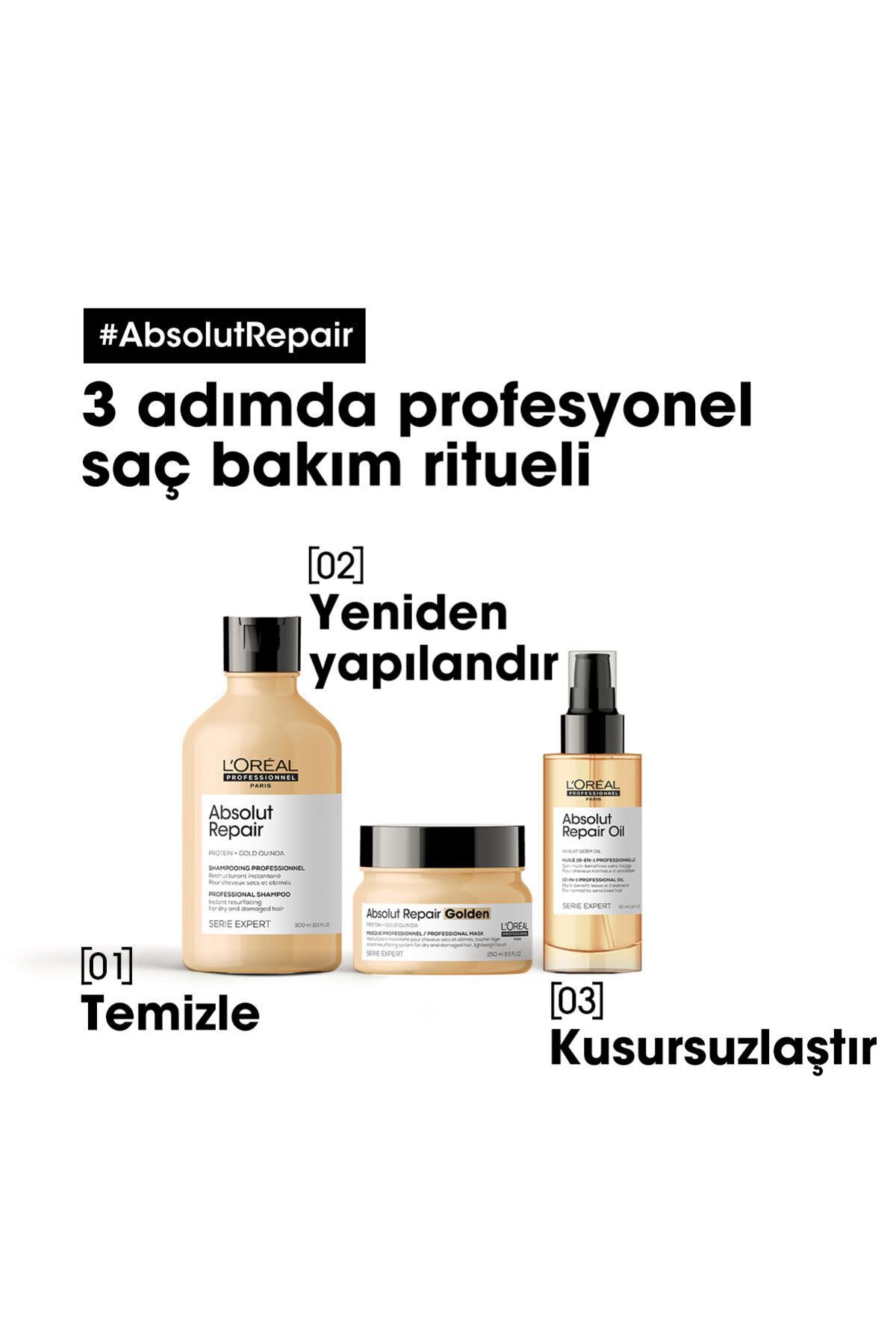 Serie Expert Absolut Repair Yıpranmış Saçlar Için Onarıcı Altın Maske 250ml — TYCPP6ZW3N172632133414397 — تصویر 5 از 8