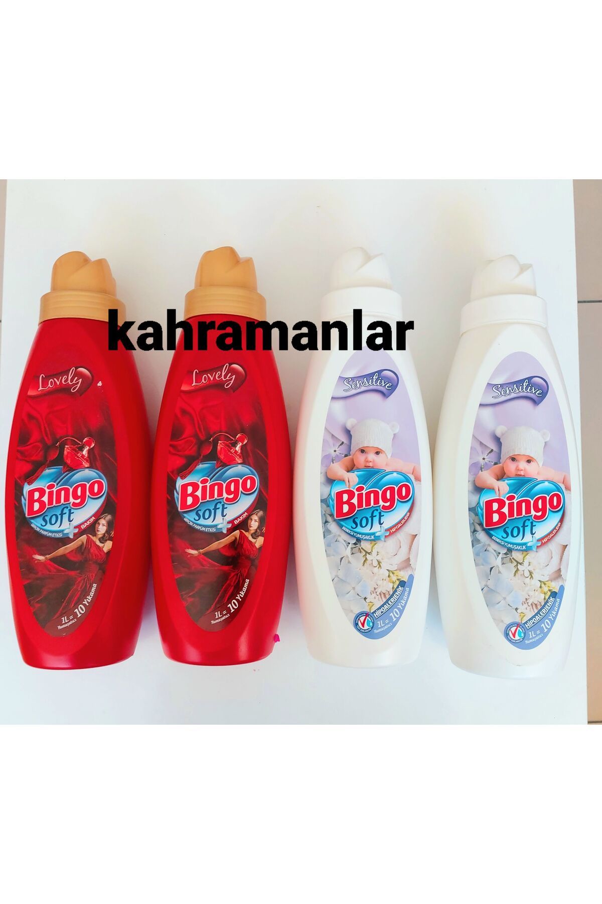YEŞİLLİ STORE soft sensevite lovely güzel kokulu yumuşatıcı 4 adet şişe içeriği 1litre