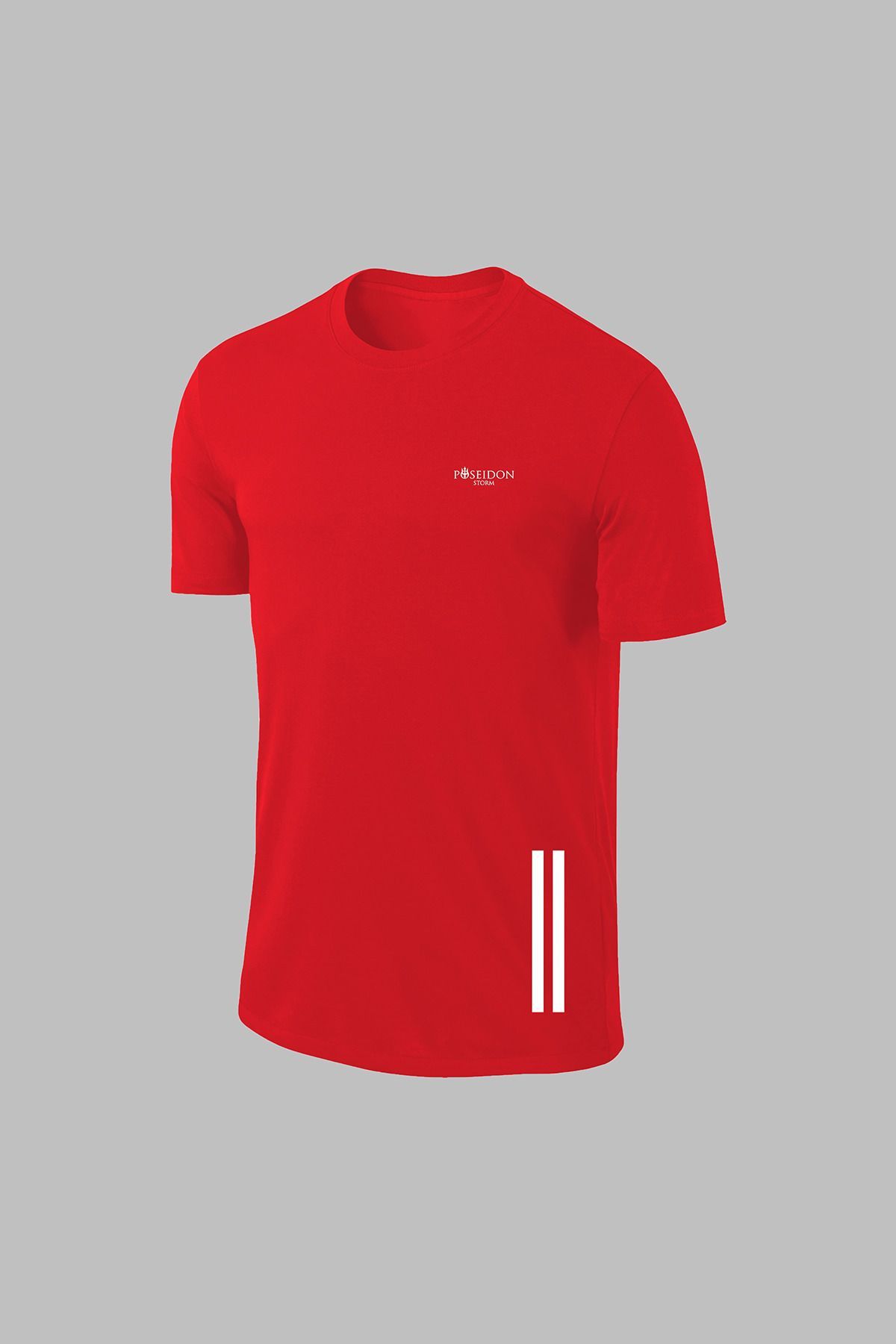 POSEIDON STORM-Мъжки комплект от червен Dri-Fit плат с къс ръкав и кръгло деколте, без принт, голям размер 2