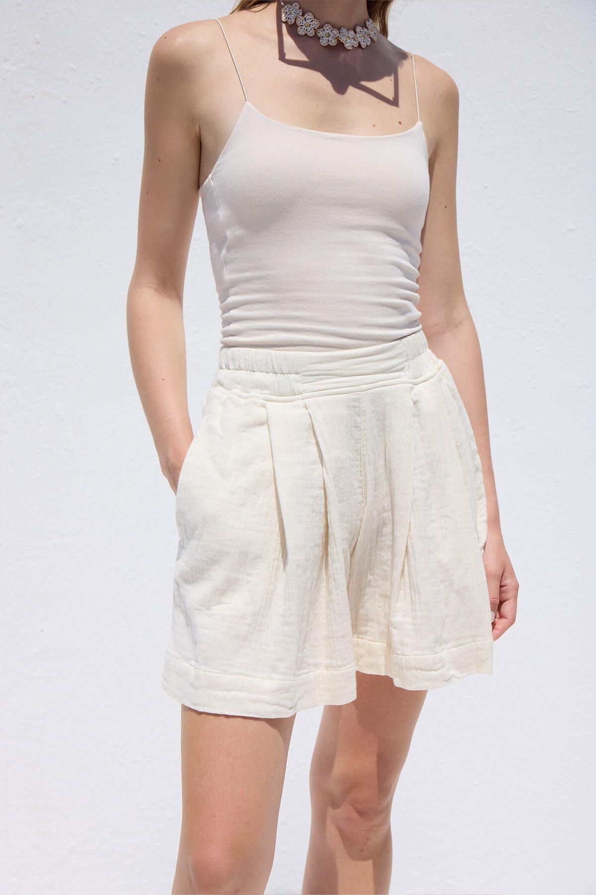 Manuka-Ecru Muslin Comfortable Shorts 7