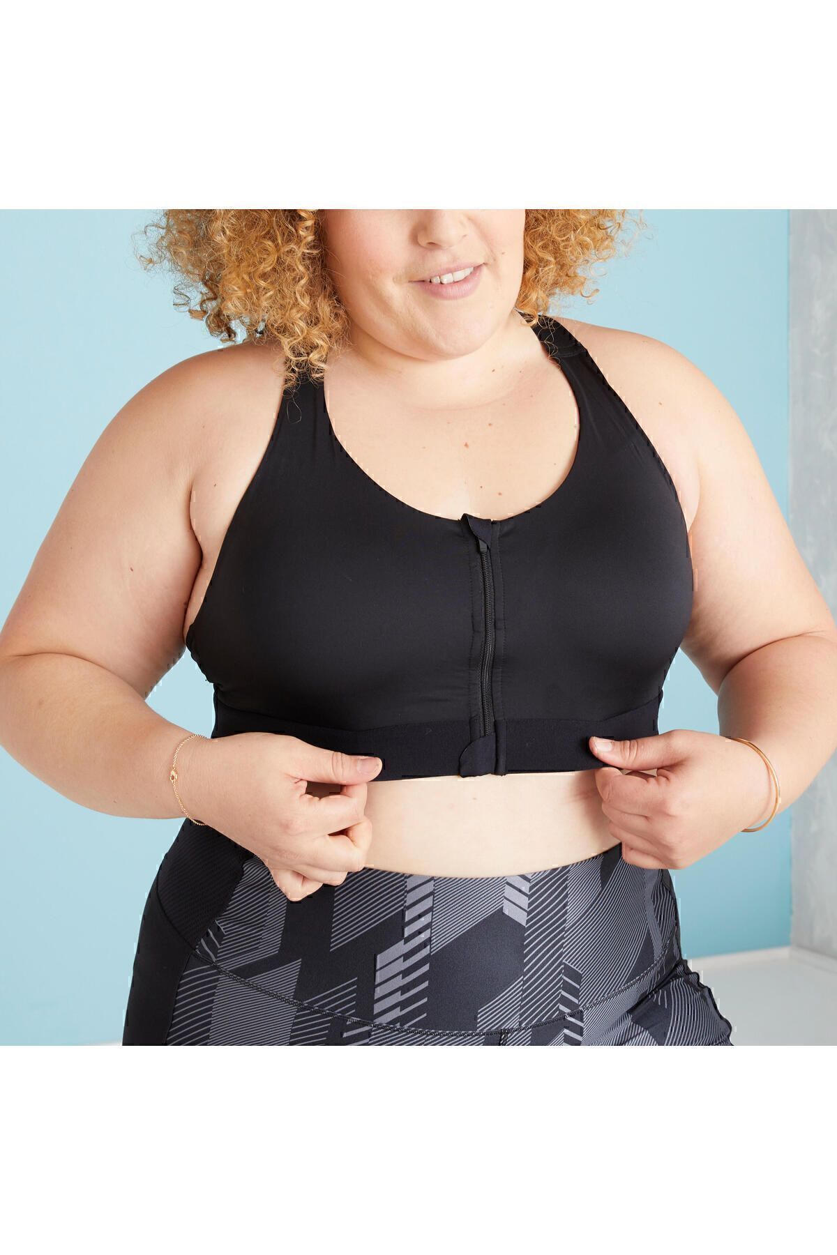 Decathlon Siyah Büyük Beden Fermuarlı Sporcu Sütyeni (BRA) 920 - Fitness Kardiyo görsel 5