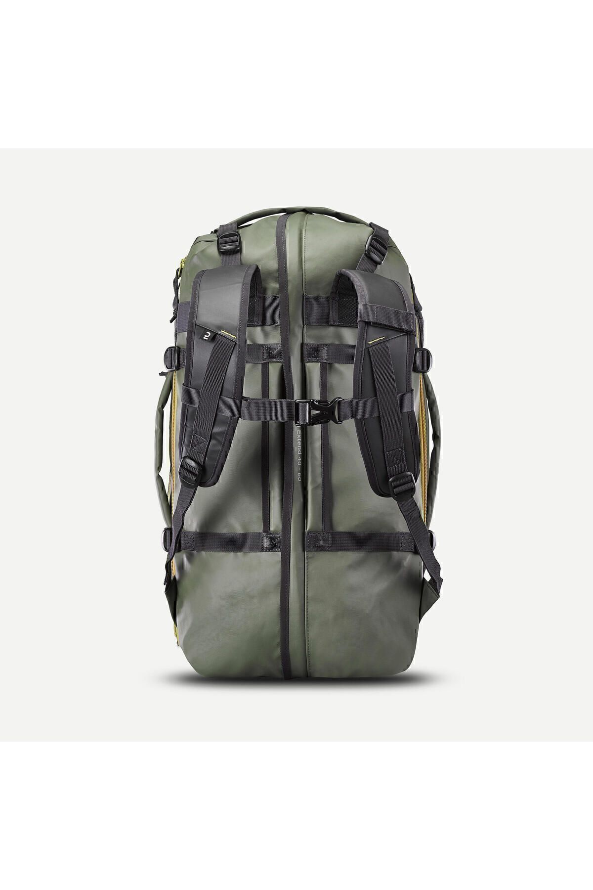 چمدان و ساک سبز مردانه زنانه کیسه پیاده روی در فضای باز Forclaz 40L 60L آب نگه نمی دارد Duffel 500 extnd Decathlon