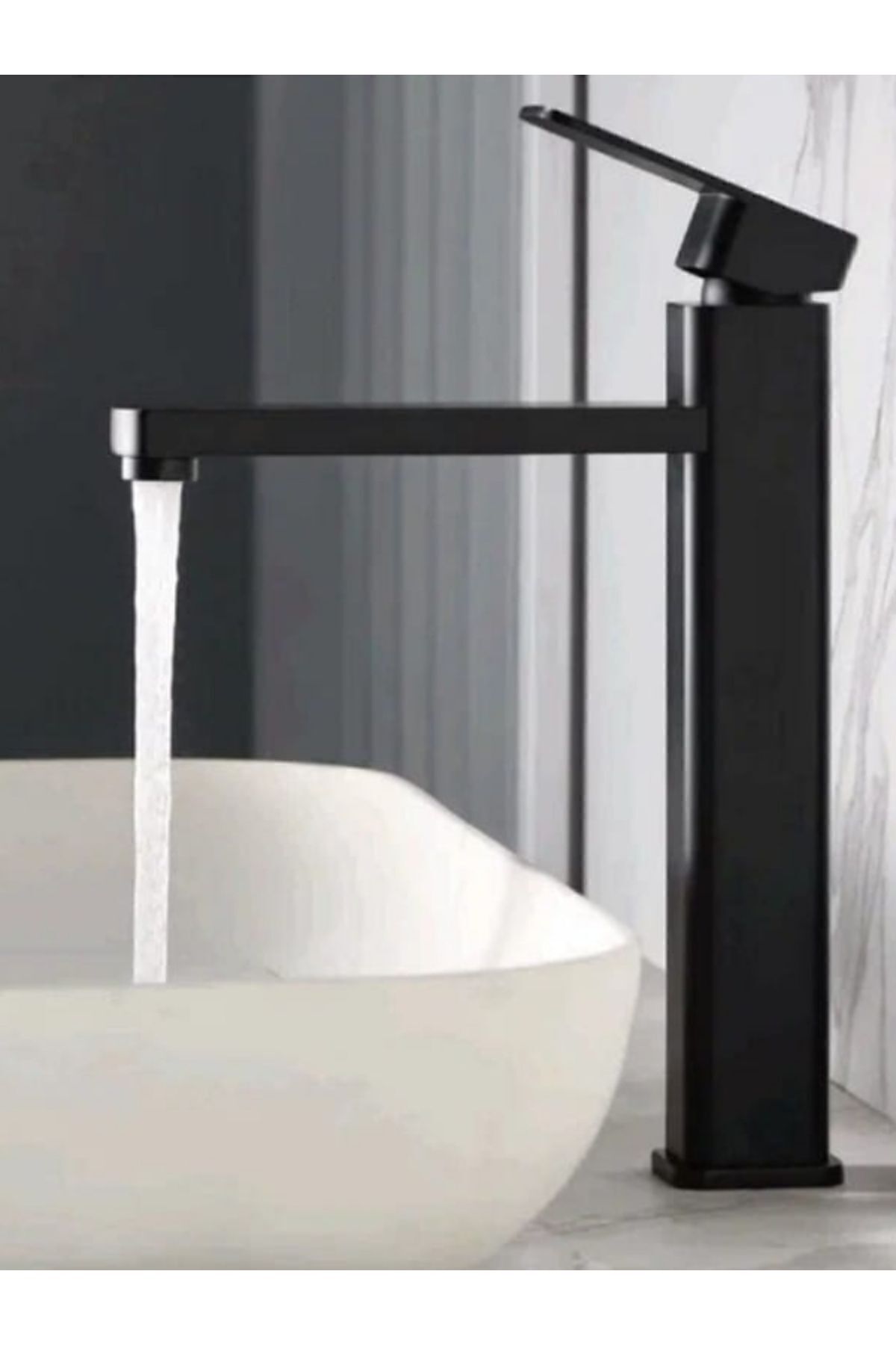 Yedi Yapı Market Kare Siyah Çanak Lavabo Bataryası