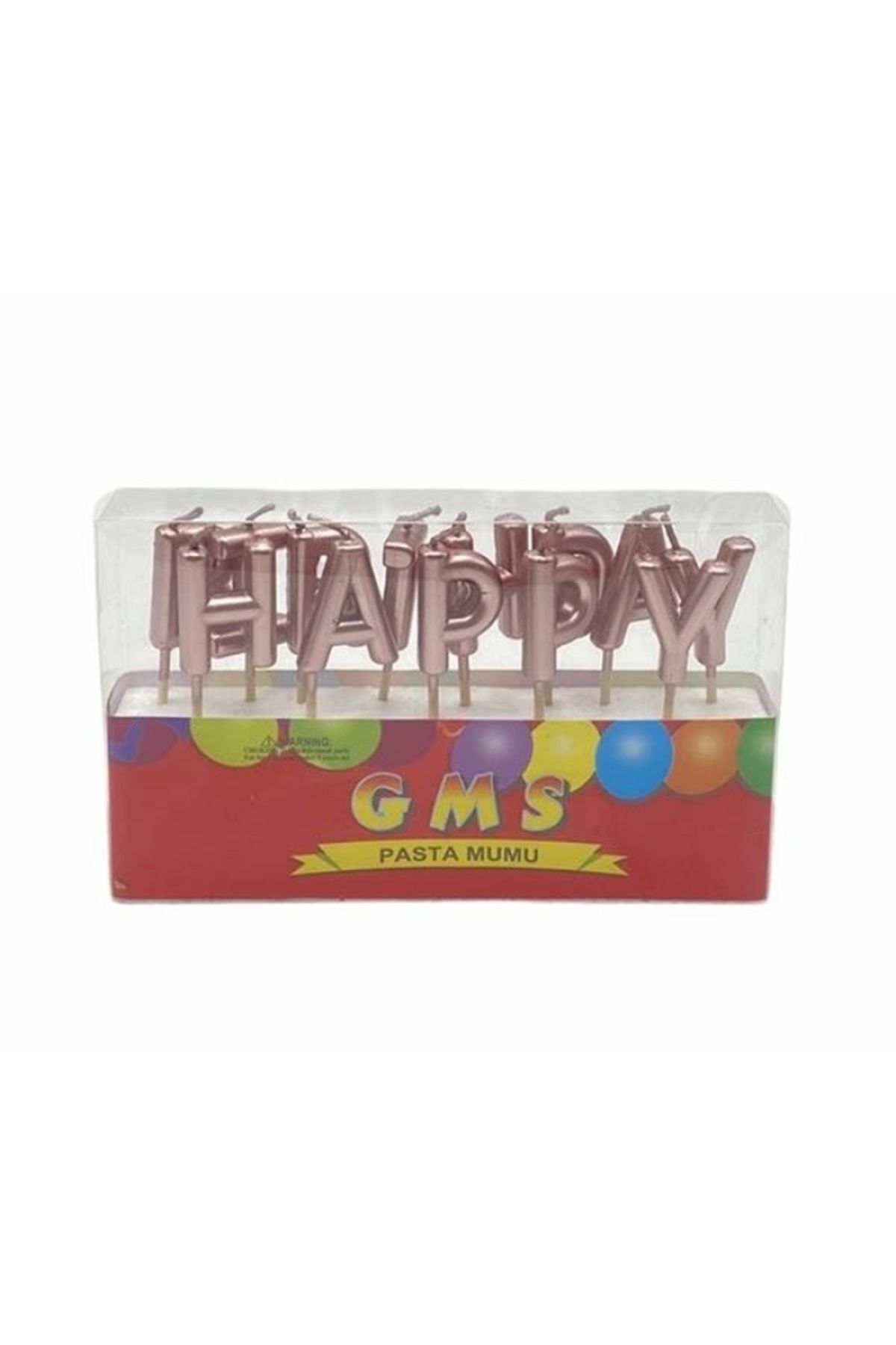 SURPRISE PARTY STORE Happy Birthday Yazı Rosegold Renk Pasta Mumu Doğumgünü Pastası Mumu Mum