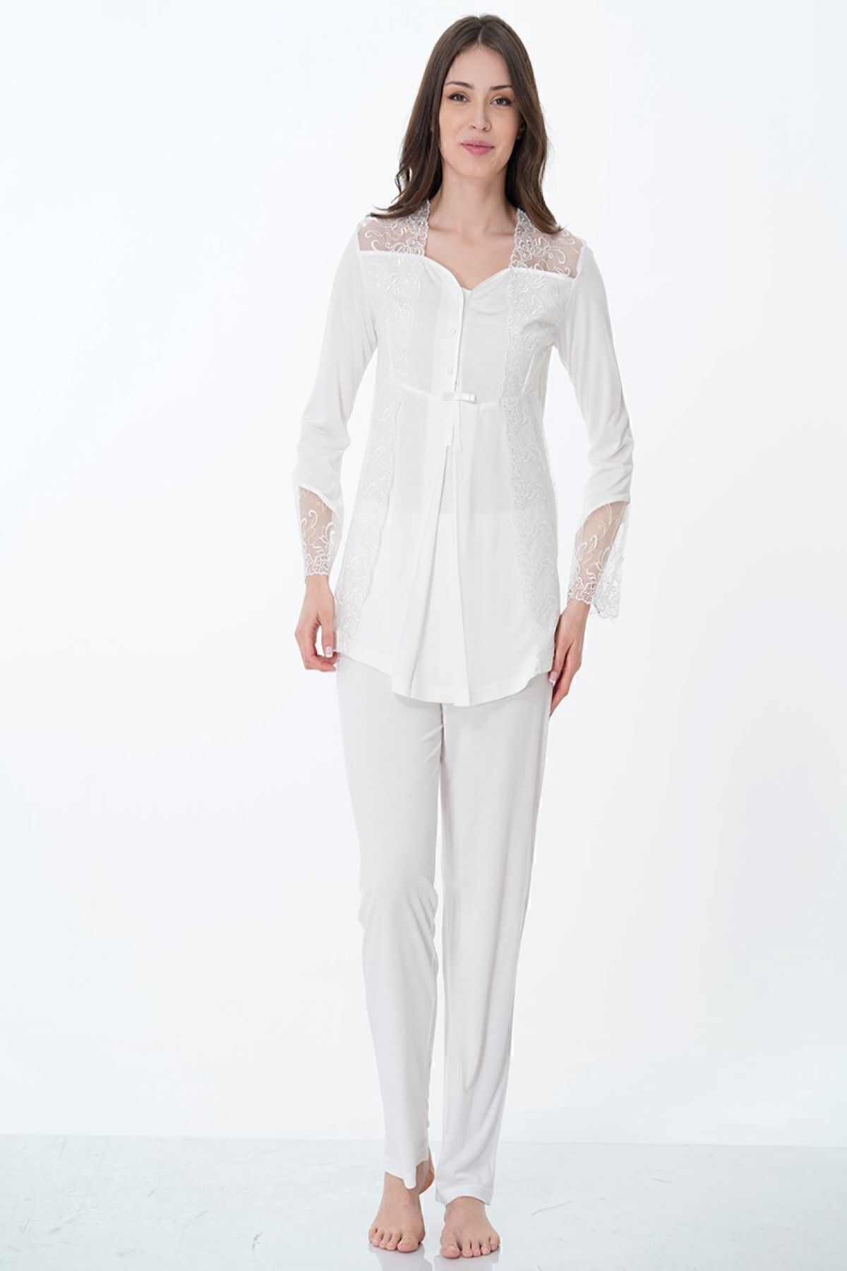 ByLohusa Effortt Dantelli Hamile Lohusa Pijama Takımı