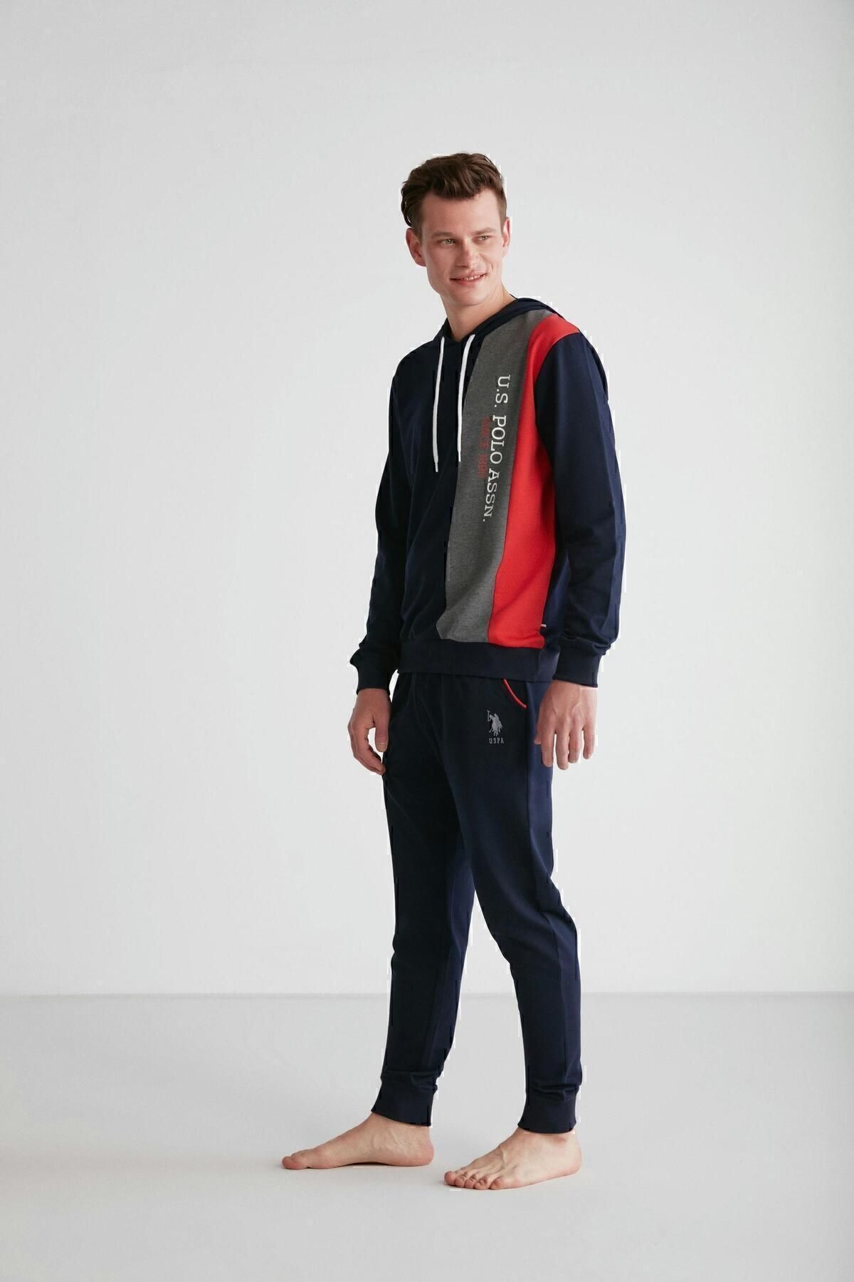 ست پیژامه آبی مردانه پایه. POLO ASSN. لباس خواب سرمه ای 024K.1.A8.S.T7R1A.1PL.S U.S. Polo Assn.