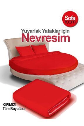 Sofaroom Yuvarlak Nevresim Takımı Kırmızı 230 Cm Çapında Battal Boy %100 Pamuk