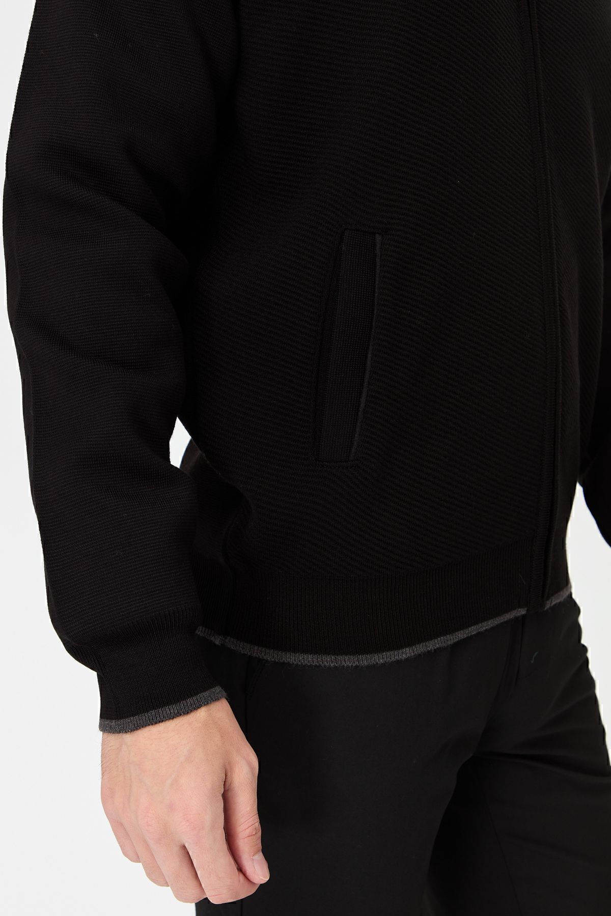 Desen Triko-Guler pentru bărbați, tricot din lână, tricot, negru 5