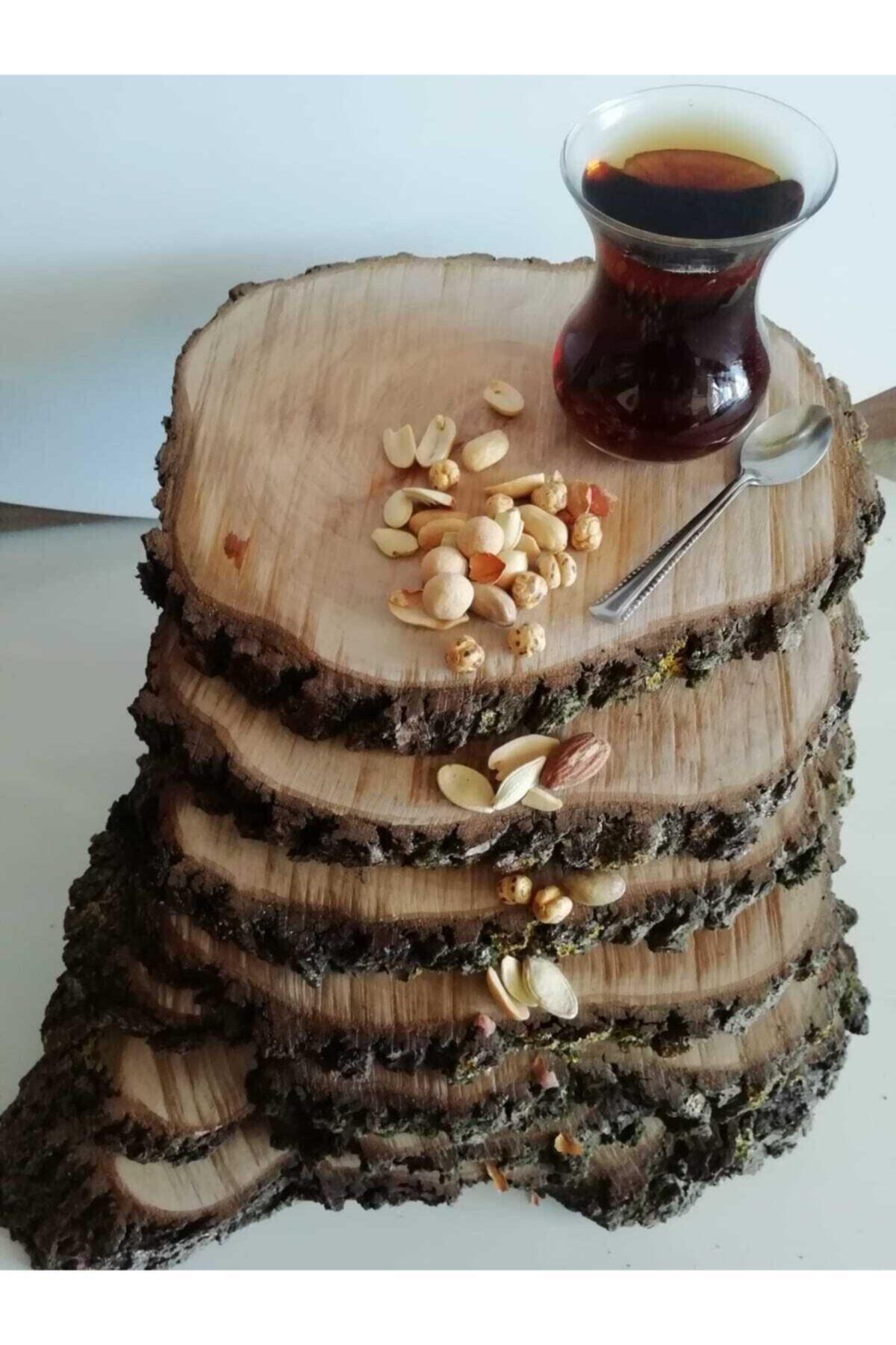 canhobitasarım-Can Hobby Design - 8 Natural Wooden Decorative Log Serving Presentation Trays 2