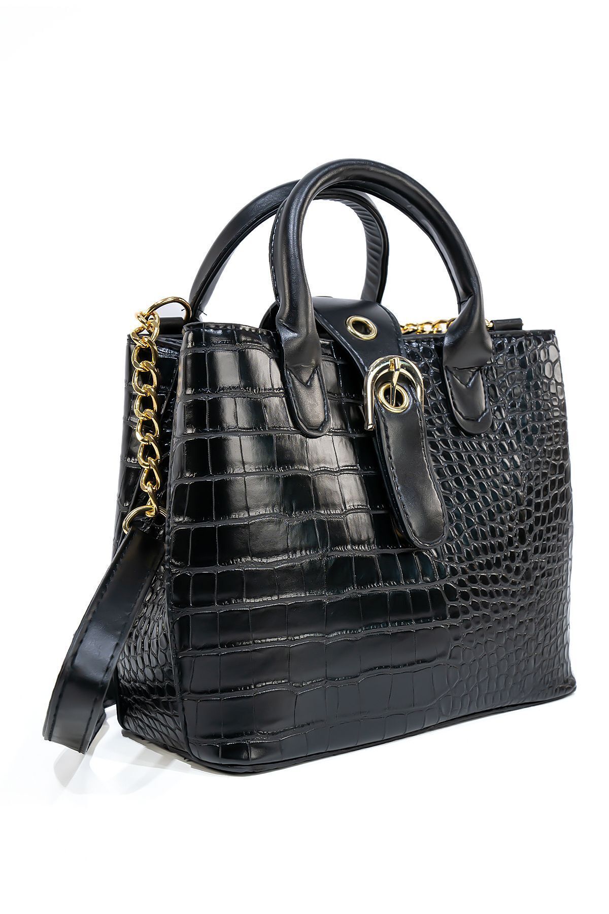Rosmod Dámská černá krokodýlí kožená taška přes rameno a ruku, zapínání na zip, zavírání na ruku a přes rameno