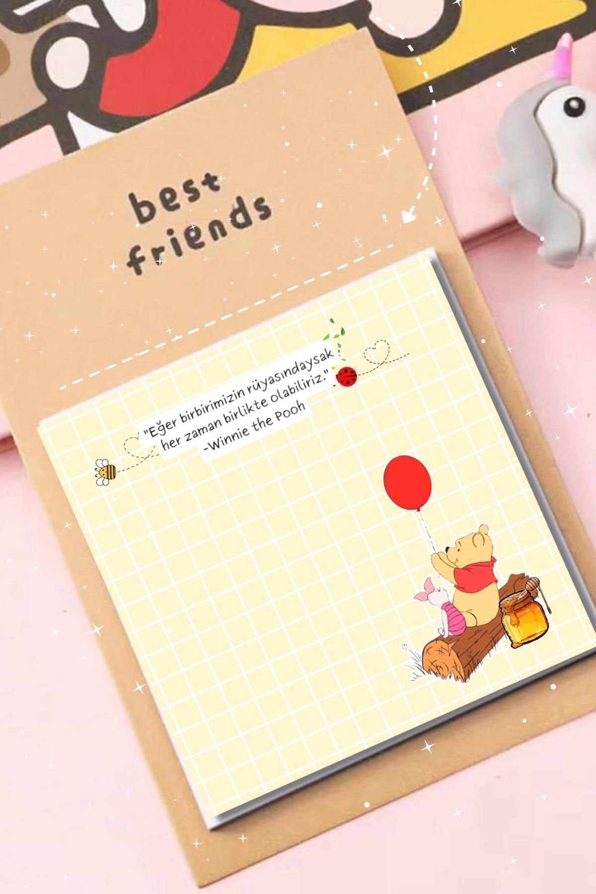 pnkycrco Winnie The Pooh | Piglet Dostluk Arkadaşlık Not Kagıdı Bloknot Notepad Memopad