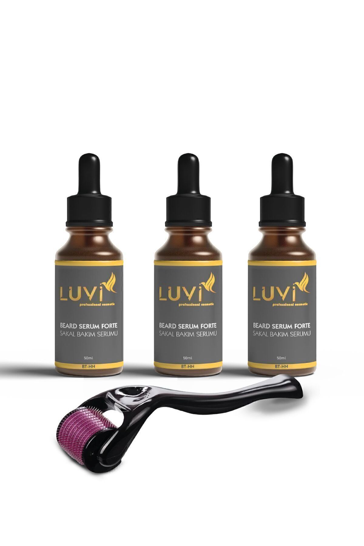 Gürleştirici, Besleyici Saç Ve Sakal Çıkartıcı 4 Lü Set ( 3 Adet 50 Ml Serum + Dermaroller) — LUVİ0013 — تصویر 3 از 3