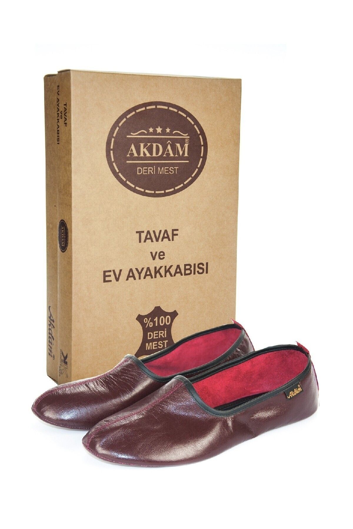 Akdam-Claret Red 100% kůže Hajj Umrah Tawaf boty a domácí obuv 1