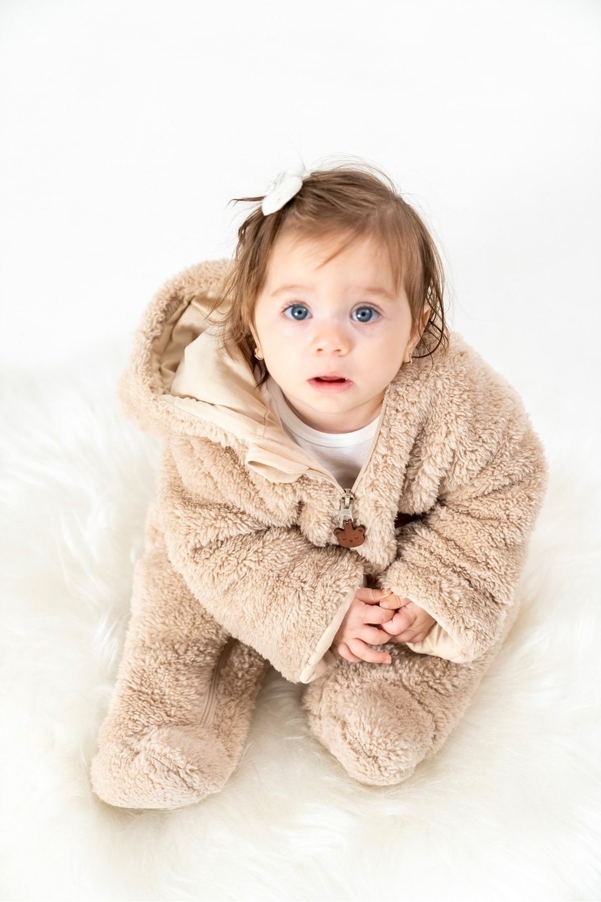 Unisex Welsoft Pelüş Astarlı Kışlık Bebek Uyku Tulumu Bebek Tulumu Kendinden Eldivenli Bebek Tulumu