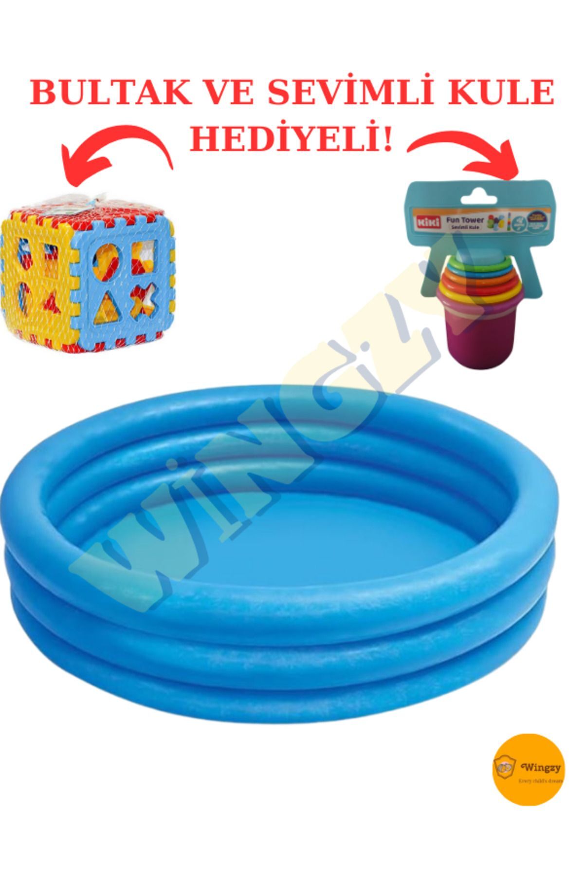 Wingzy Intex Kristal Mavi Şisme Çocuk Havuzu 114x25 Cm(BULTAK VE SEVİMLİ KULE HEDİYELİ)