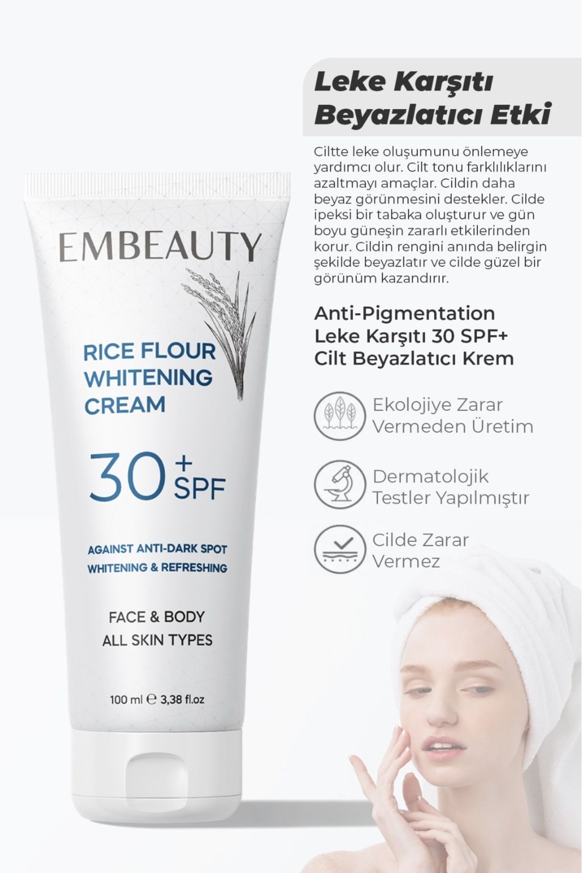 Cilt Beyazlatıcı Aydınlatıcı Leke Karşıtı Bakım Kremi 30 Spf 100 ml