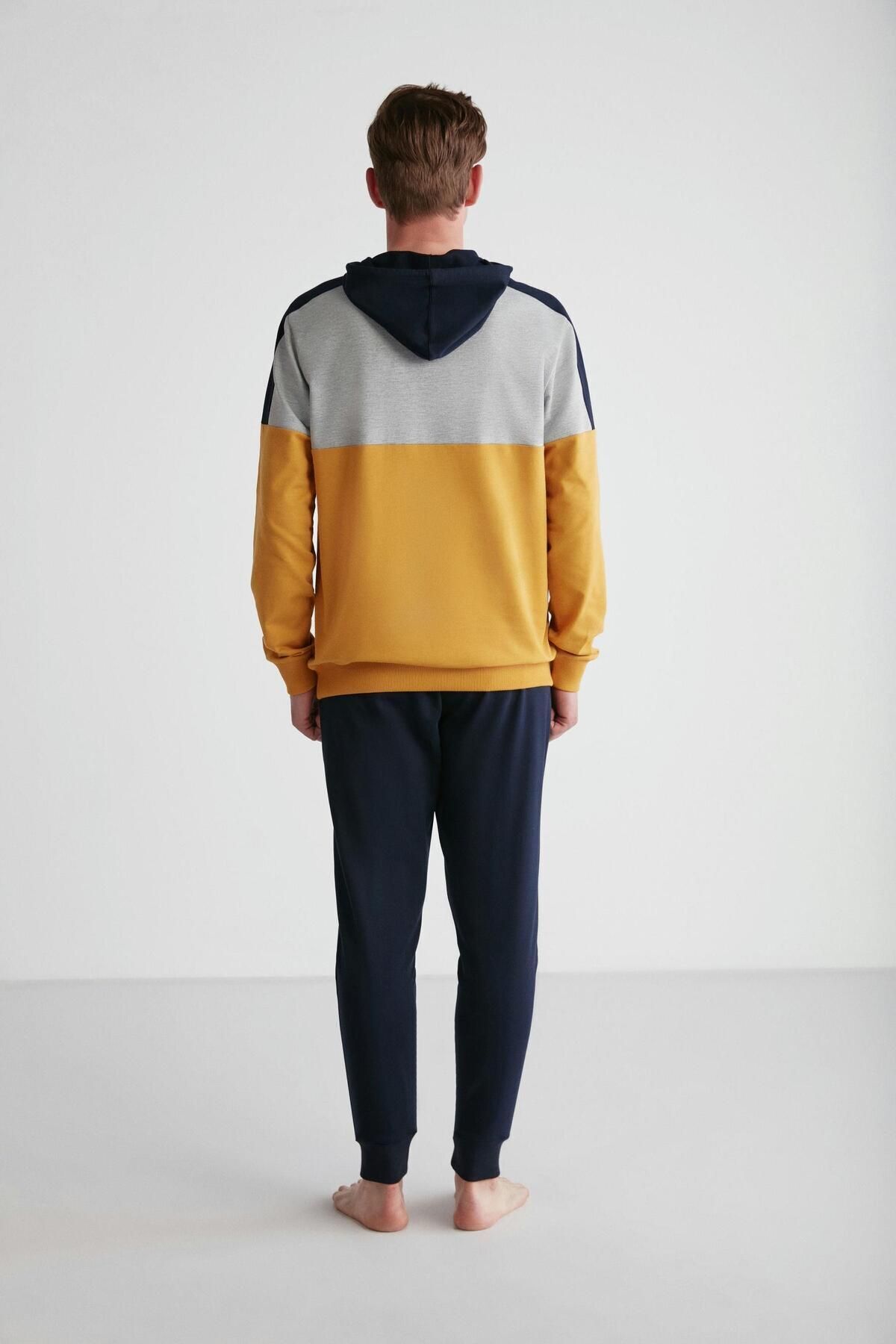U.S. Polo Assn. پایه. POLO ASSN. ست لباس خواب مردانه کلاهدار زرد 024K.Z1E8TA7GR1P4