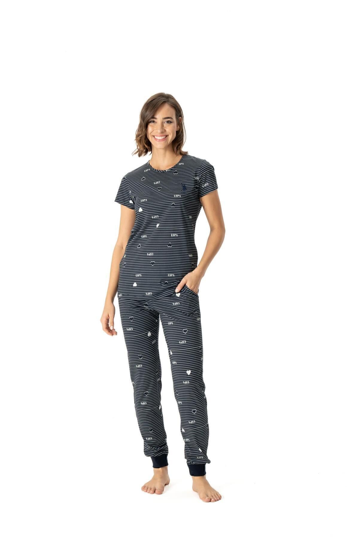 U.S. Polo Assn. US Polo AssnWomen s Navy Blue Round Collar Pajamas Set 02Y.KM1.K.7EX.0.R.2.P Trendyol