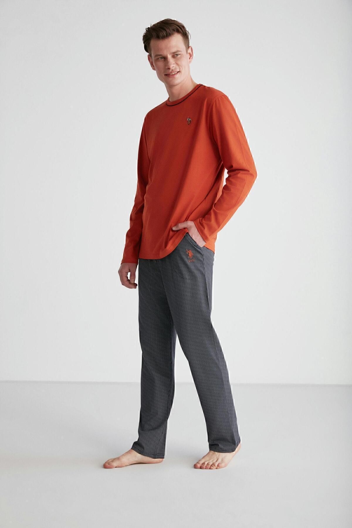 ست پیژامه آبی مردانه پایه. POLO ASSN. یقه گرد کاشی 024K.A1.S.8T.RA.7.PL.4.S3 U.S. Polo Assn.