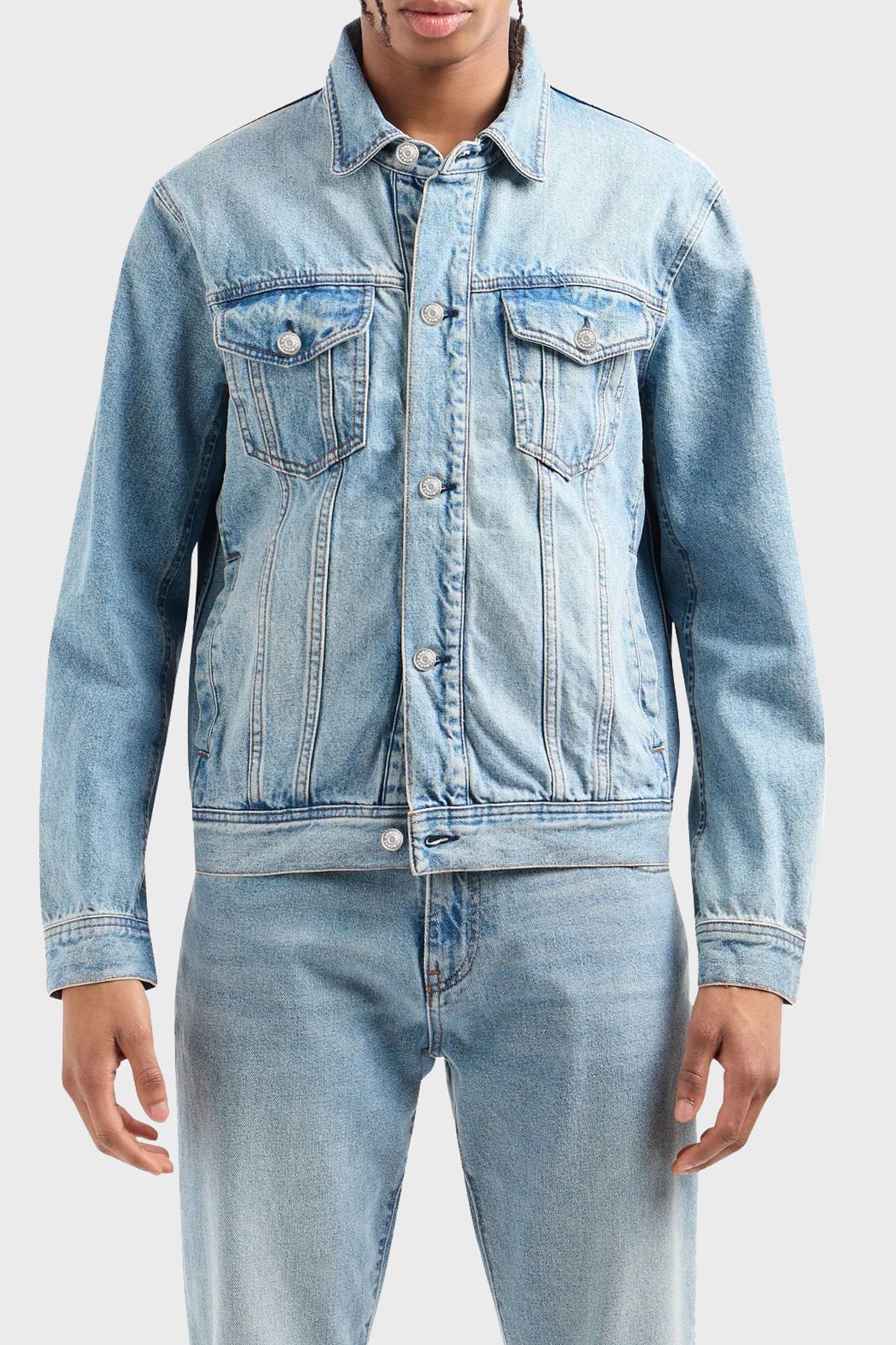 کاپشن جین با تناسب معمولی نخی ژاکت جین مردانه 8NZBP4 Z2P1Z 1500 Armani Exchange