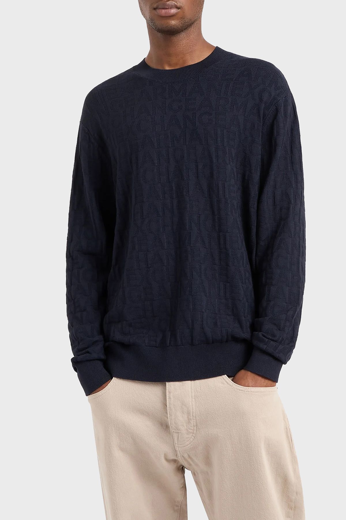 لوگو ژاکت یقه مردانه Fit Regular Fit SWEATER 6DZM1R ZM4DZ 1510 Armani Exchange