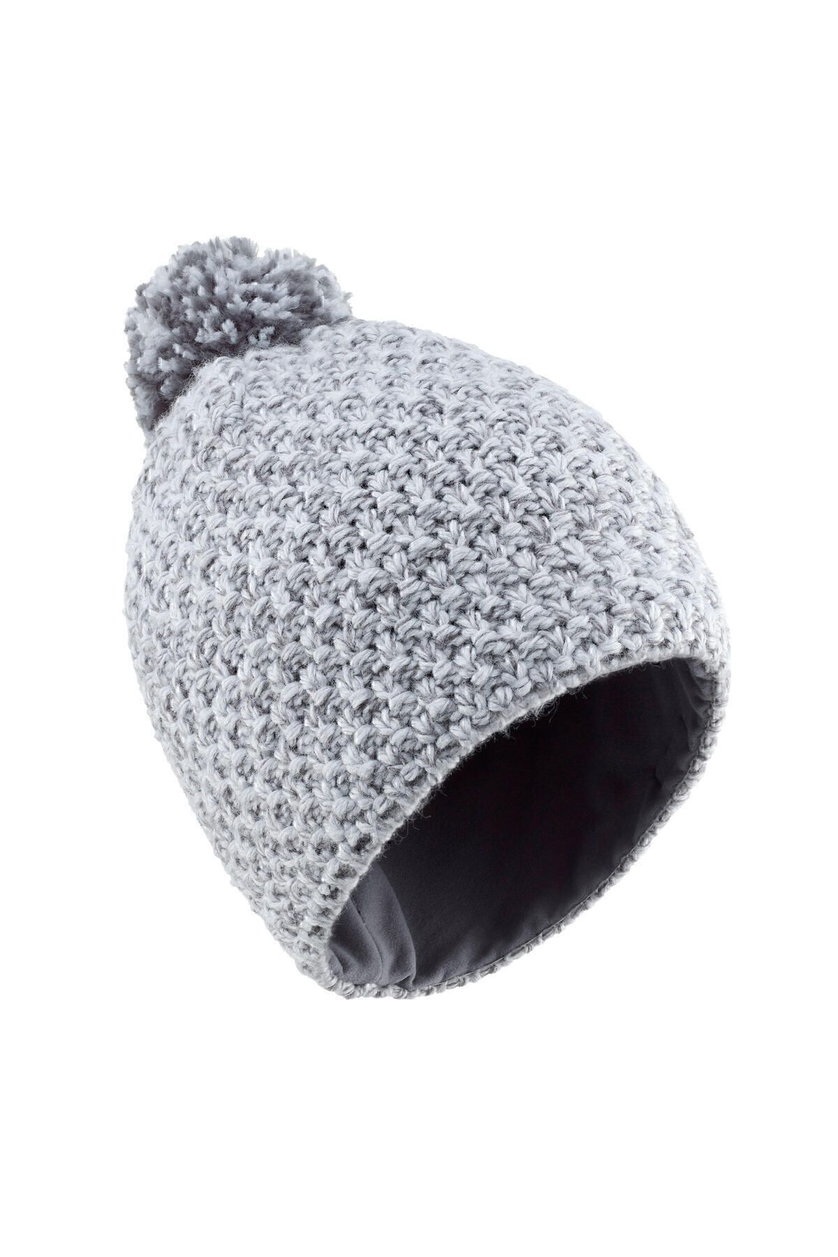 کلاه بافتنی آبی دخترانه و پسرانه بچگانه Wedze Ski Beanie ان خاکستری روشن بی زمان Decathlon