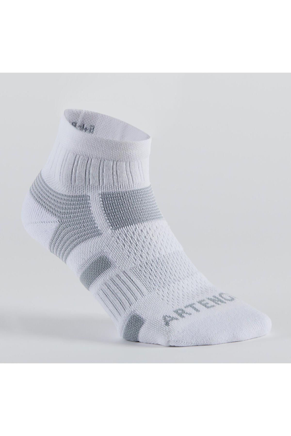 جوراب ورزشی سفید مردانه و زنانه تنیس Artango کنسرت با اندازه متوسط 3 Double Grey RS560 Decathlon