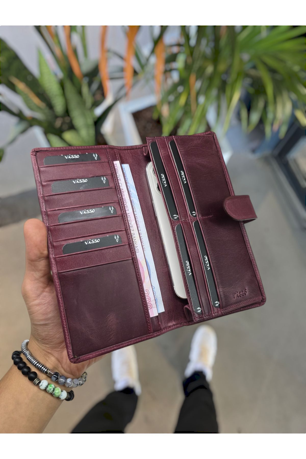 کیف پول زنانه VISSO 701 تلفن چرمی واقعی در مقایسه با دستی بزرگ پسران مردانه Visso leather