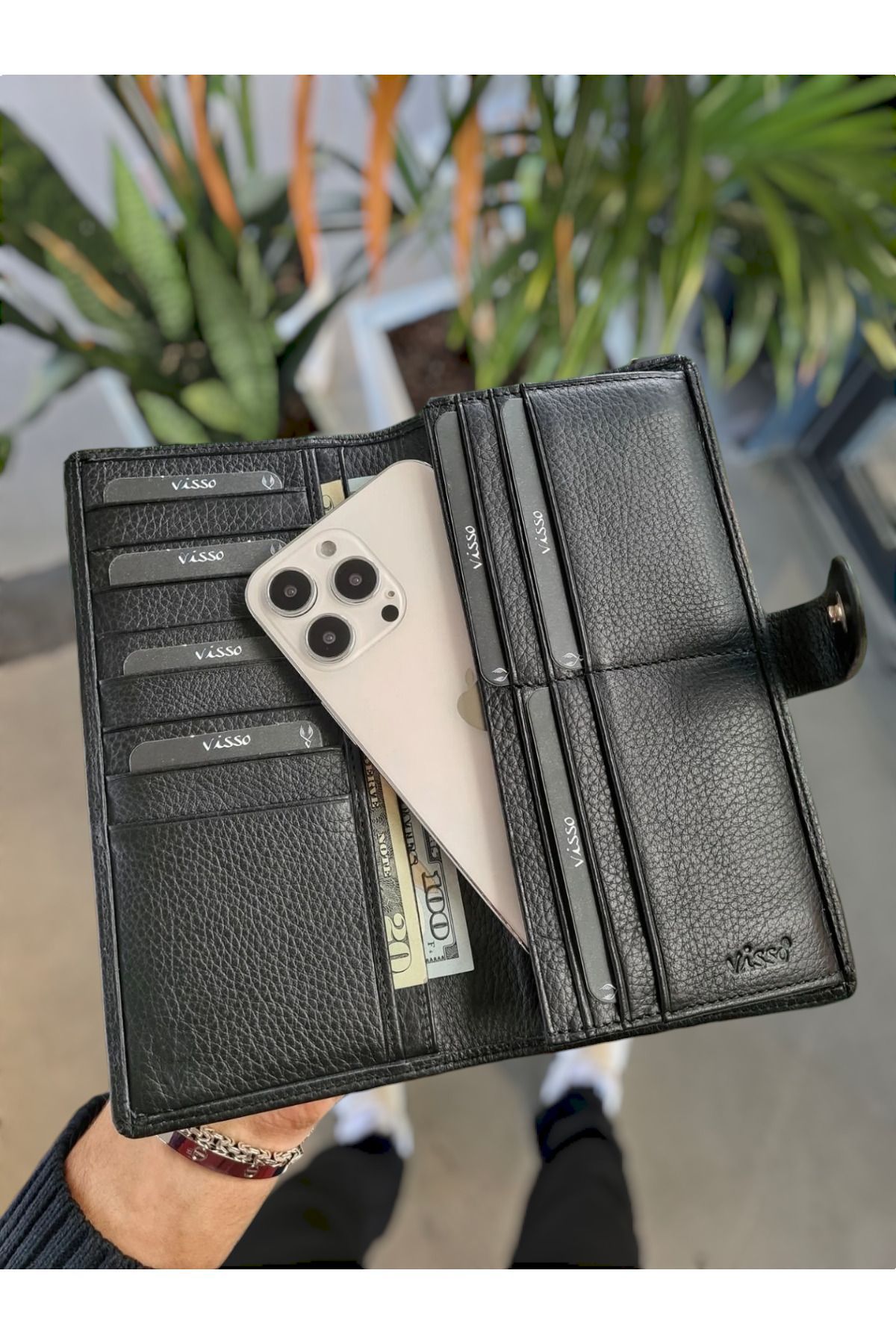 Visso leather-VİSSO 701 Geantă de mână portofel de dimensiuni mari din piele originală cu compartiment pentru telefon femei bărbați geantă din piele 3