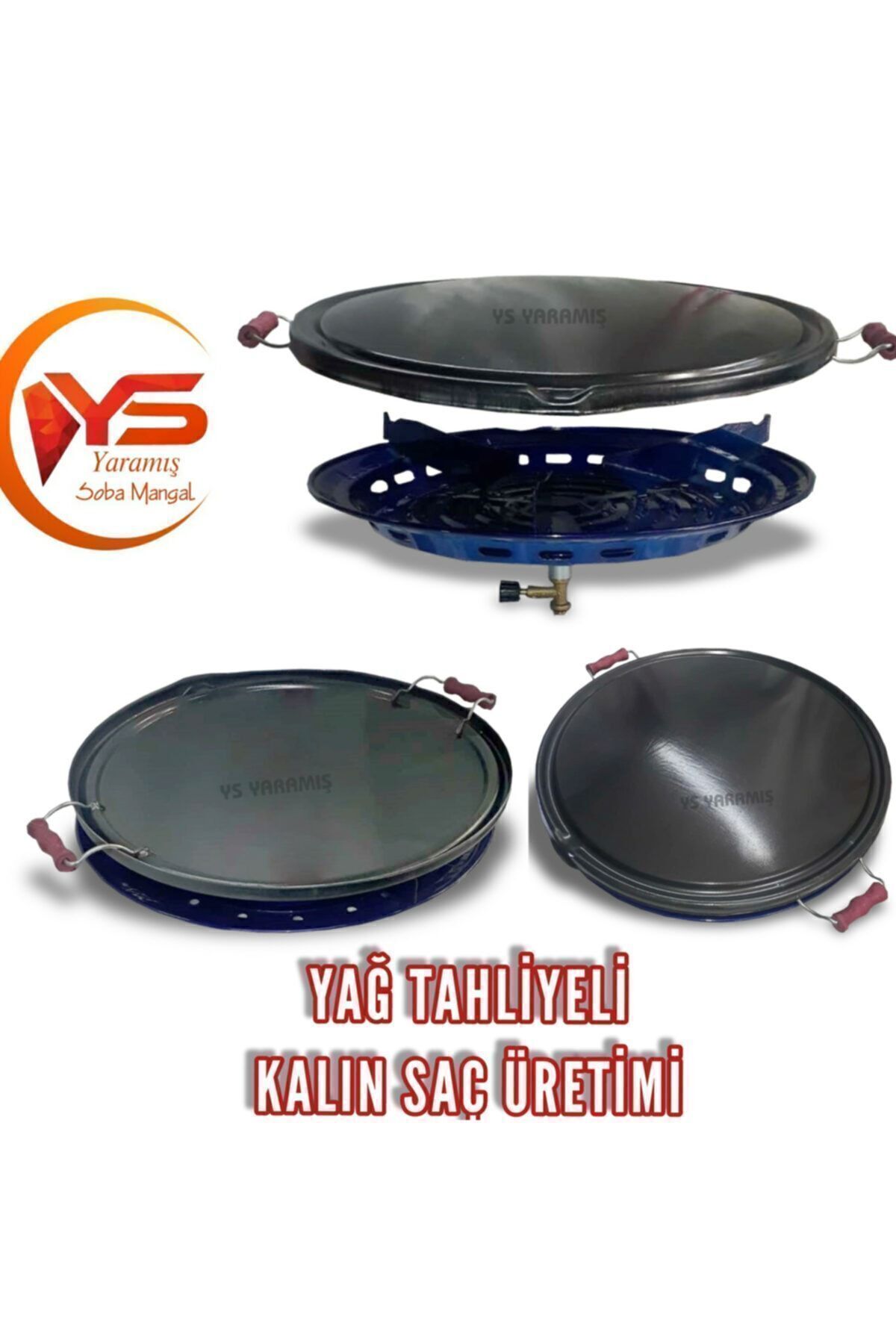Ys YARAMIŞ Oluklu Yağ Tahliyeli Tüplü Saç Ekmek Yufka Gözleme Katmer Bazlama Et Saç Kavurma Mangal Izgara Porta