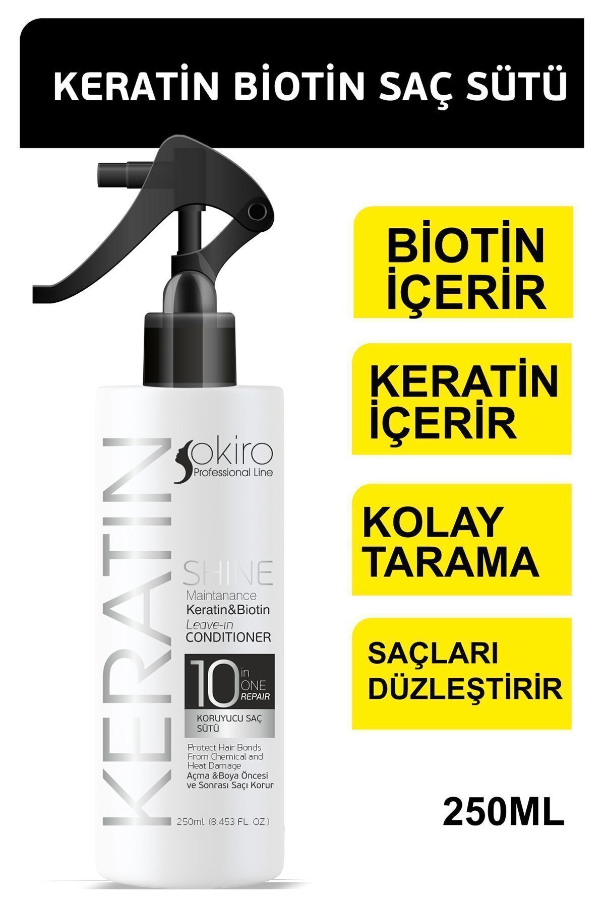 Okiro OKİRO Güçlendirici, Besleyici ve Onarıcı Saç Bakım Sütü Keratin & Biotin 250 ml — 10010