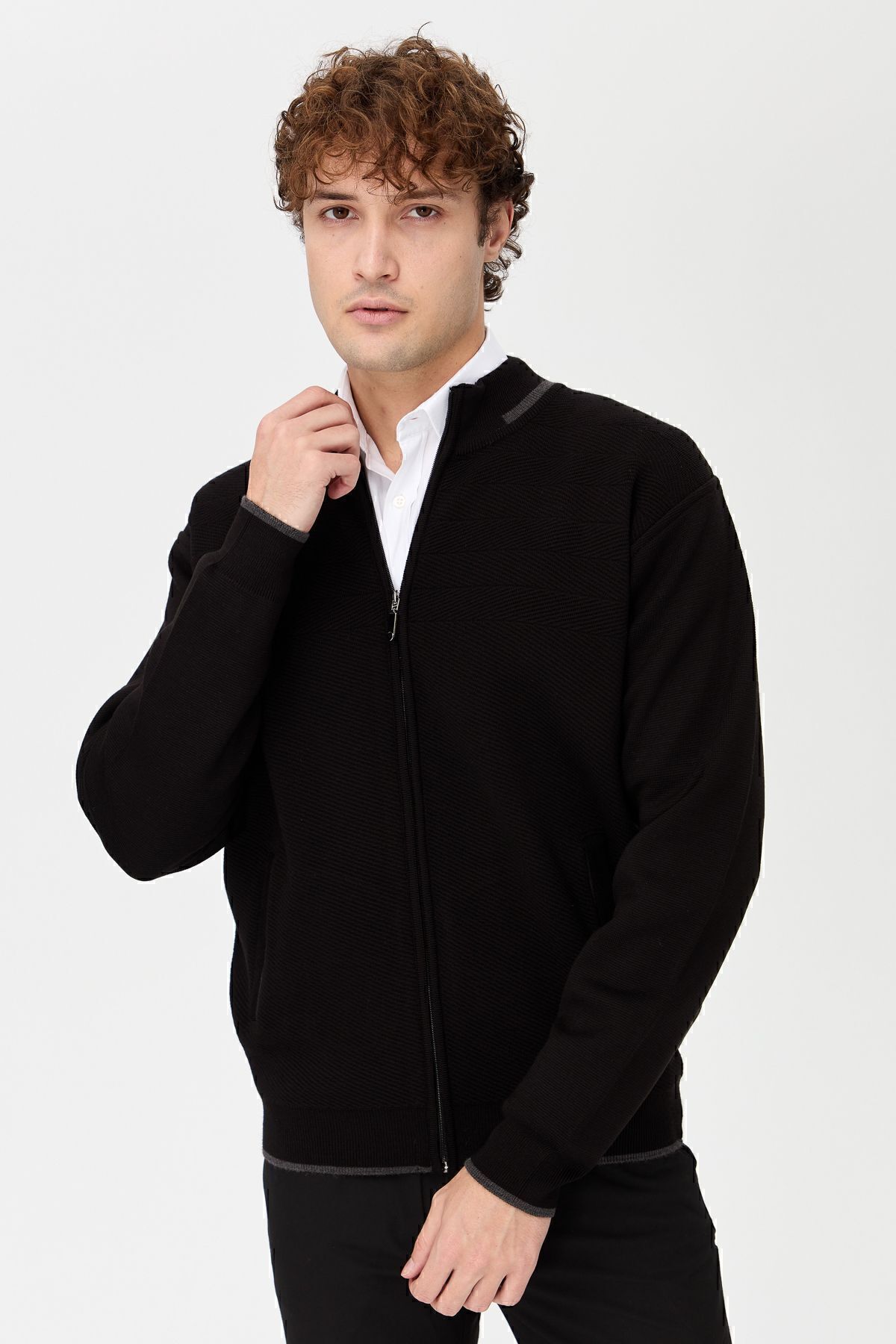 Desen Triko-Guler pentru bărbați, tricot din lână, tricot, negru 3