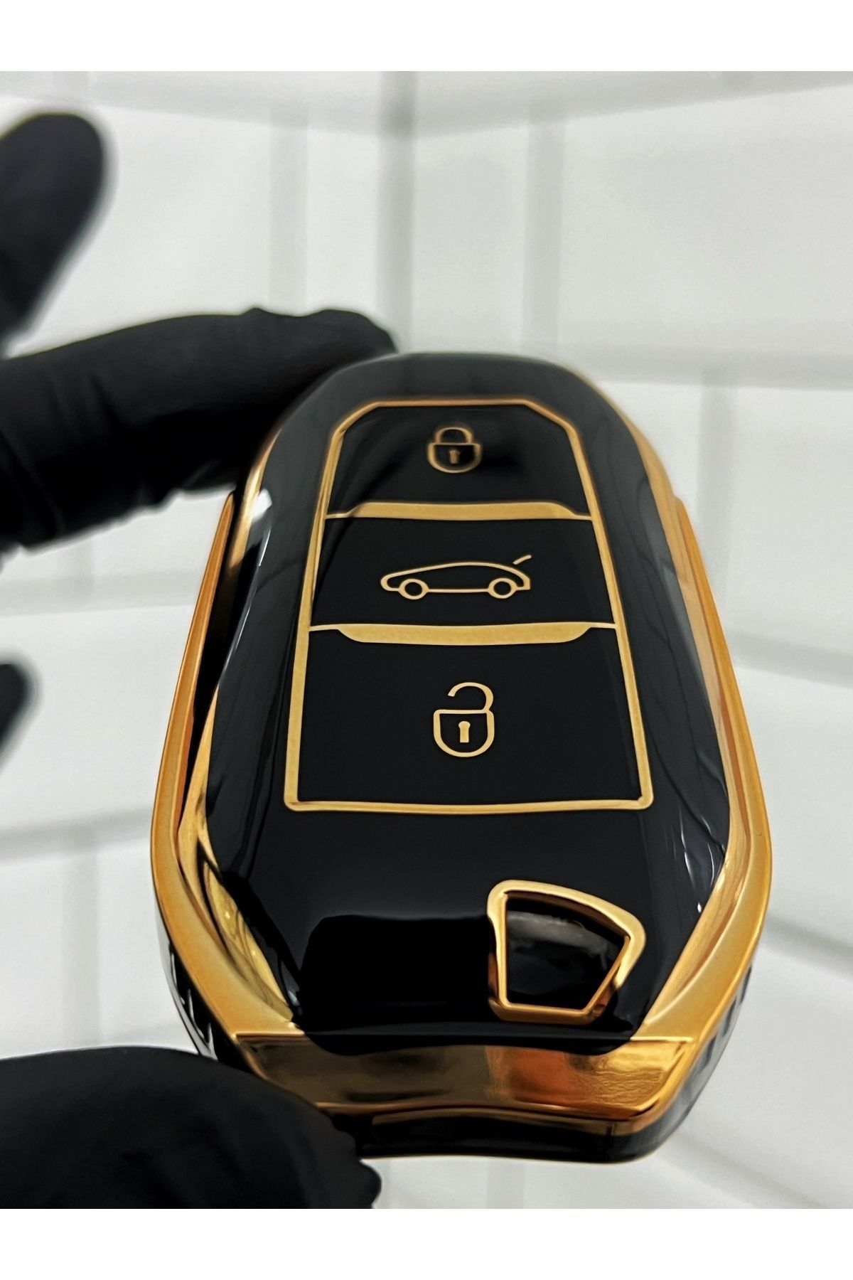 BARKAS ELEKTRONİK-Citroen C3 C4 Cactus C4 Picasso C3 Aircross C5 Aircross Jumpy - BlacK Gold Key Case 3