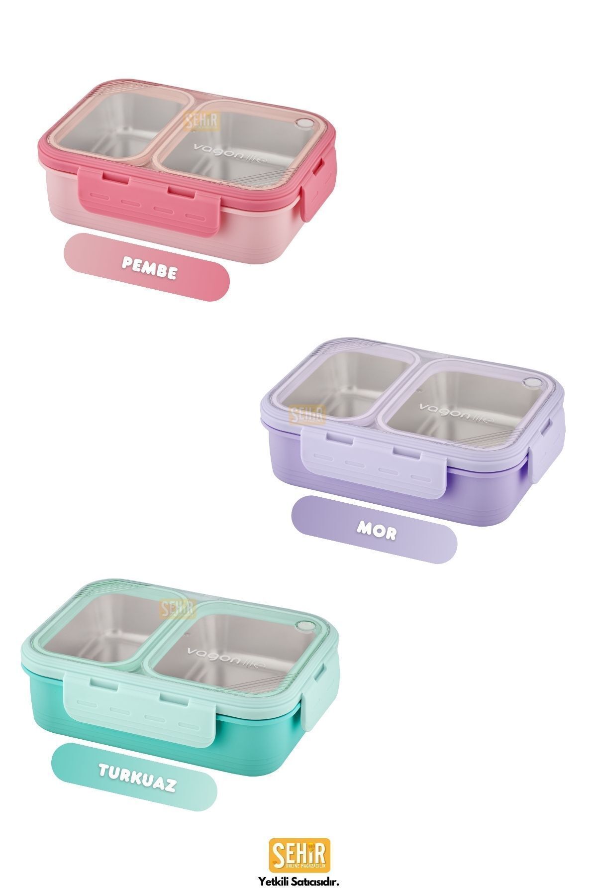 ست ظروف کمپینگ صورتی BENTO 700ML Lunchbox مجموعه جدید یک طبقه 2 بخش جعبه غذای اکسپدیشن فولادی Vagonlife