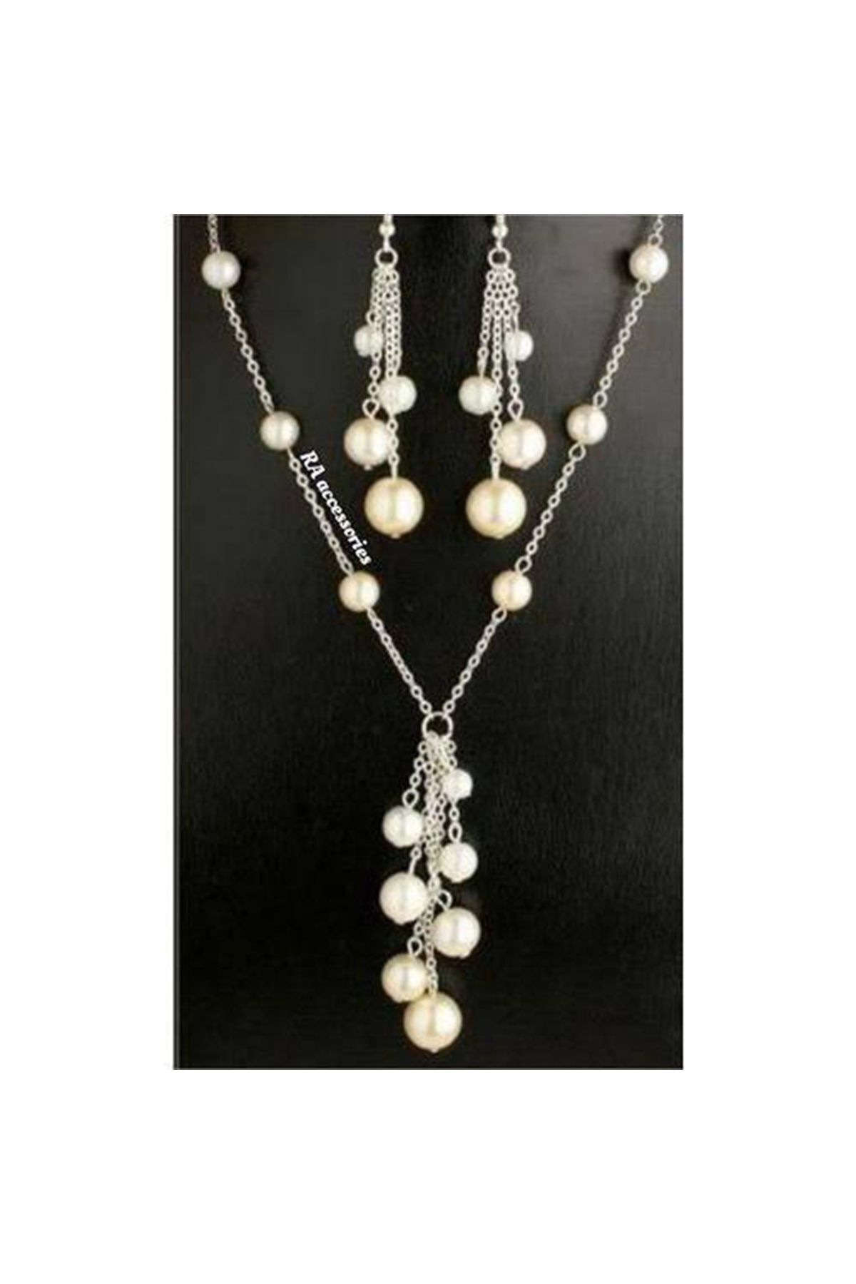 Genel Markalar Şık İncili Zincir Takım: Göz Alıcı Kolye ve Küpe Seti