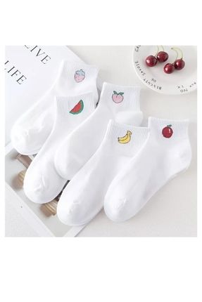 REYNBOO SOCKS 5 Çift Kadın Meyve Desenli Pamuklu Yarım Konç Çorap